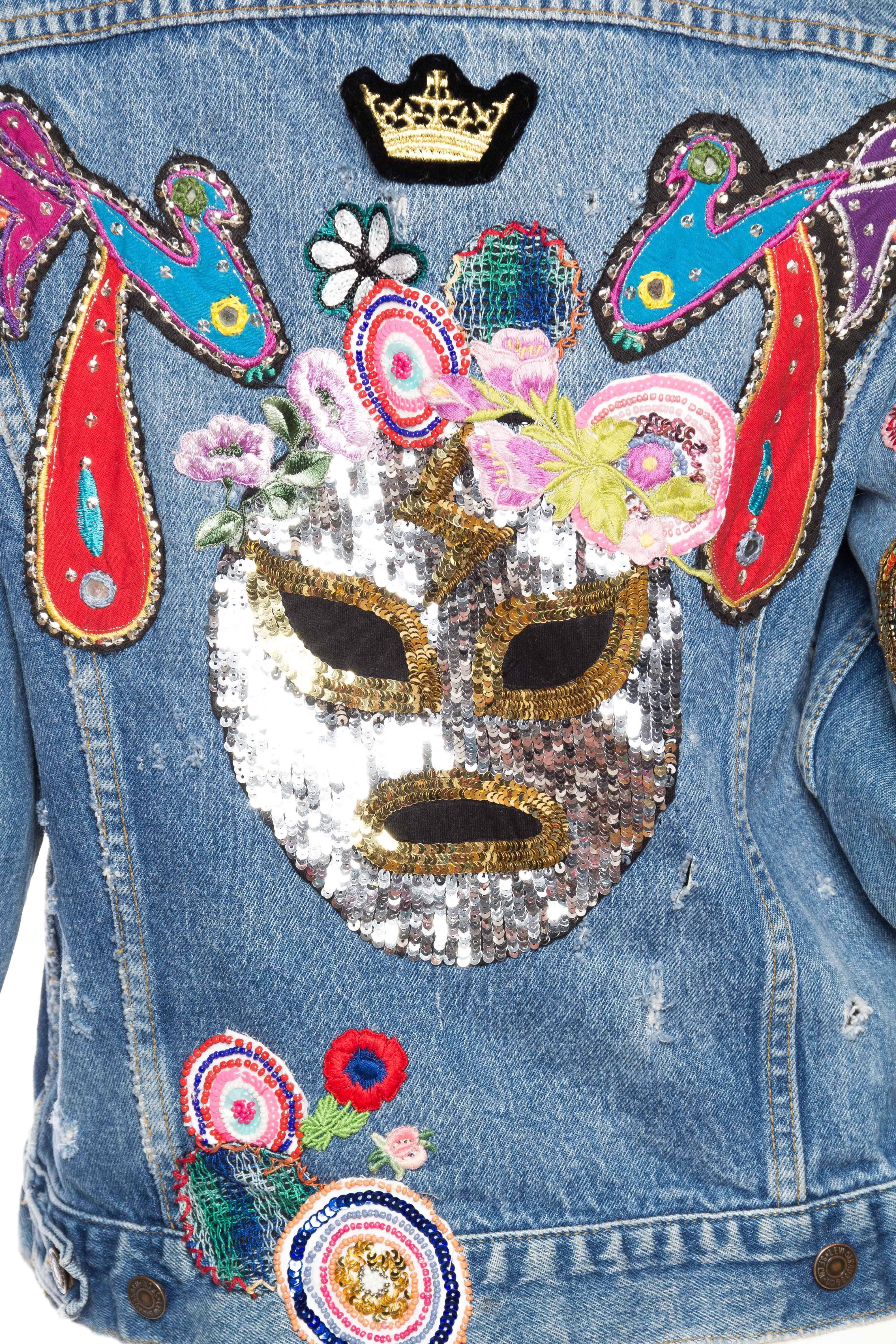 Kara Ross Unleashed X Morphew Graffiti Embellished Levis Jacket  4