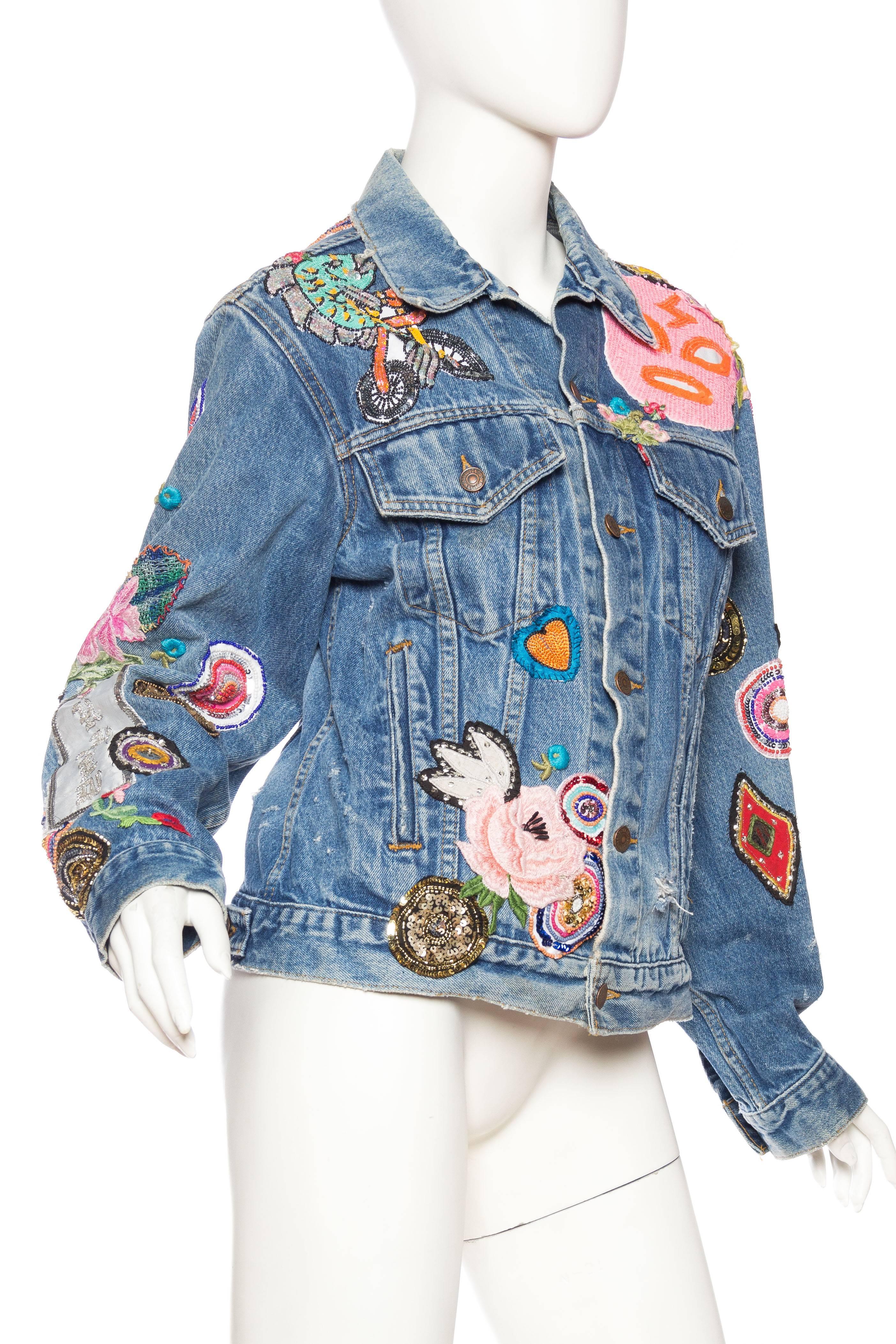 Kara Ross Unleashed X Morphew Graffiti Embellished Levis Jacket  In Excellent Condition In New York, NY