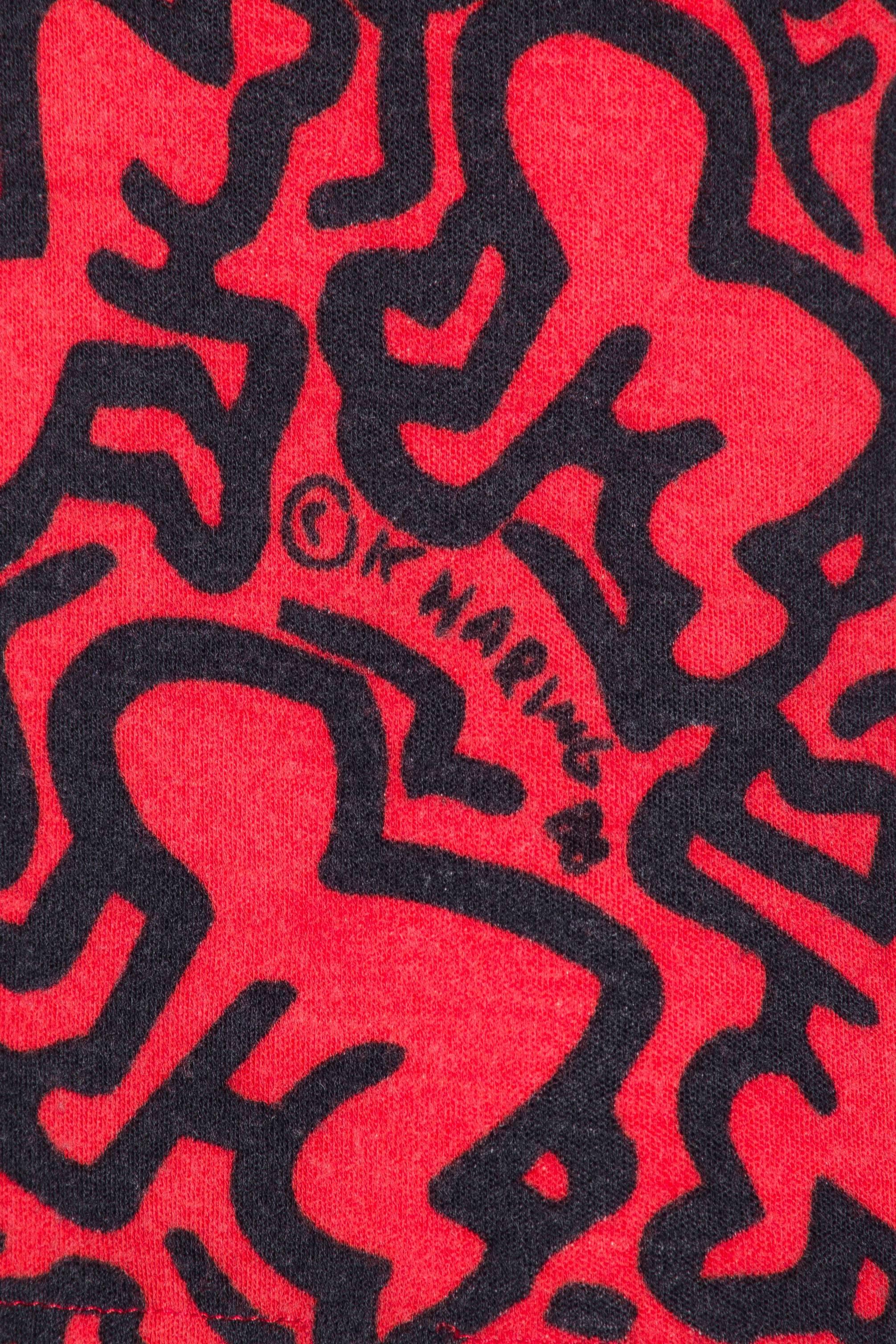 1980S JEAN CHARLES DE CASTELBAJAC Red & Black Wool Knit Keith Hering Baby Print 3