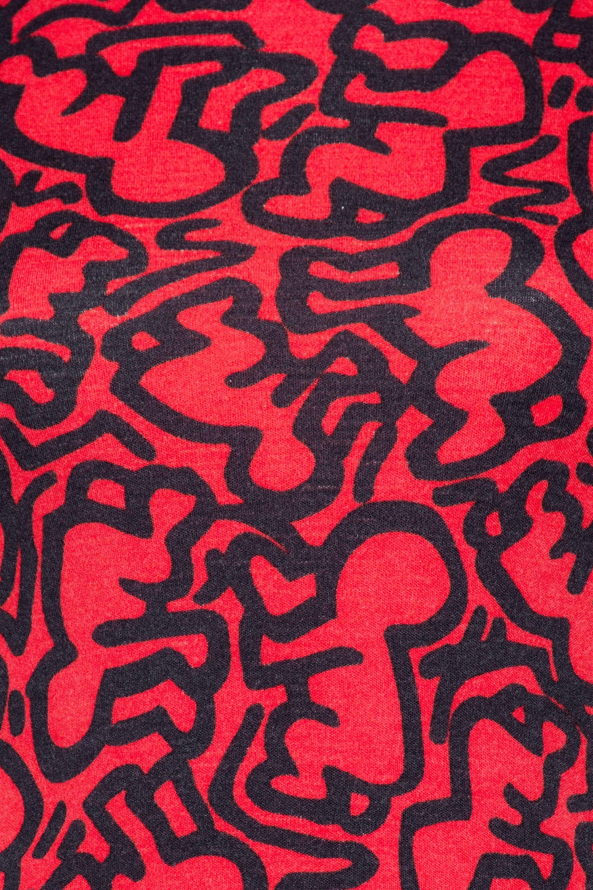 1980S JEAN CHARLES DE CASTELBAJAC Red & Black Wool Knit Keith Hering Baby Print 1