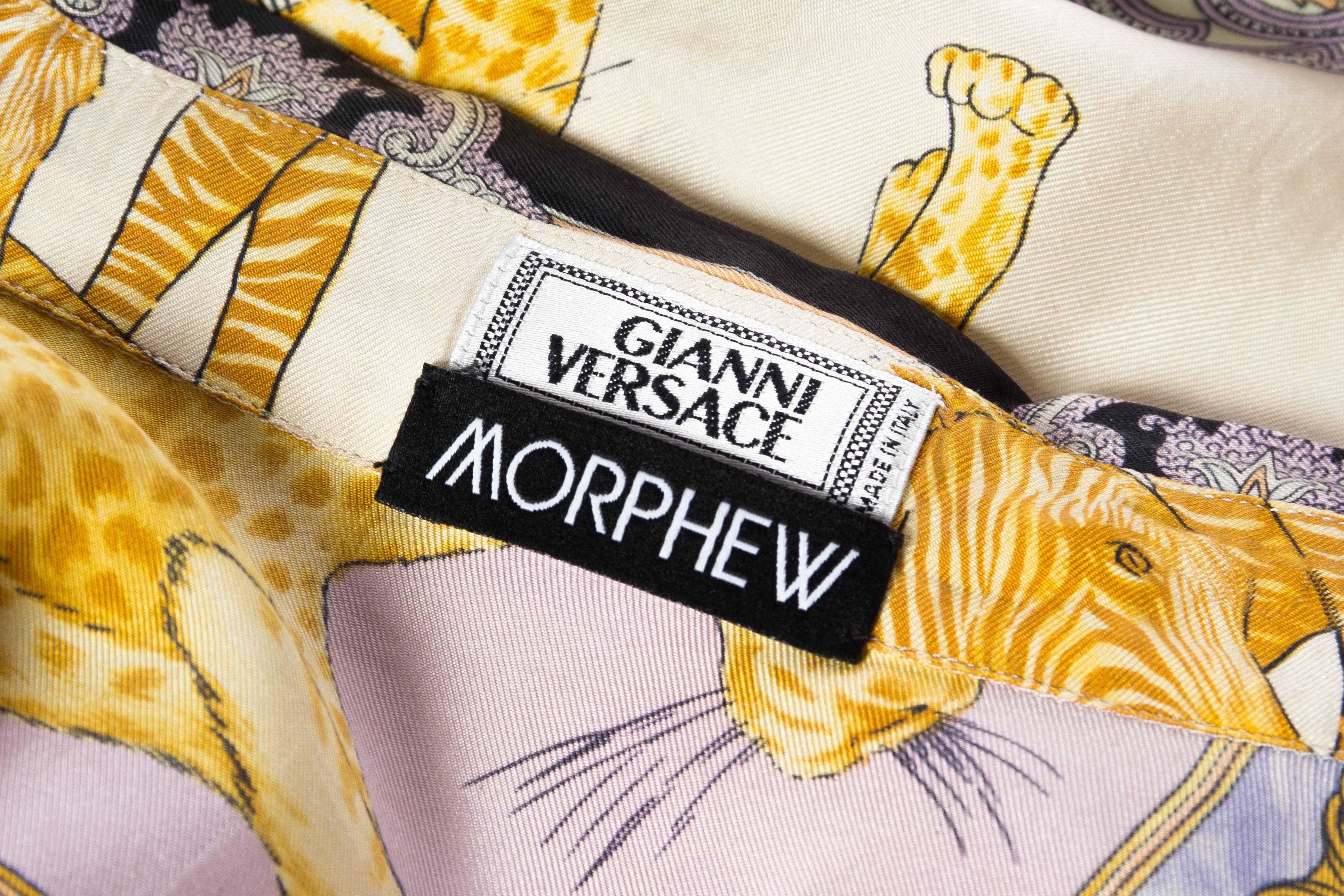 1990s Gianni Versace Baroque and Leopard Safari Silk Shirt 2