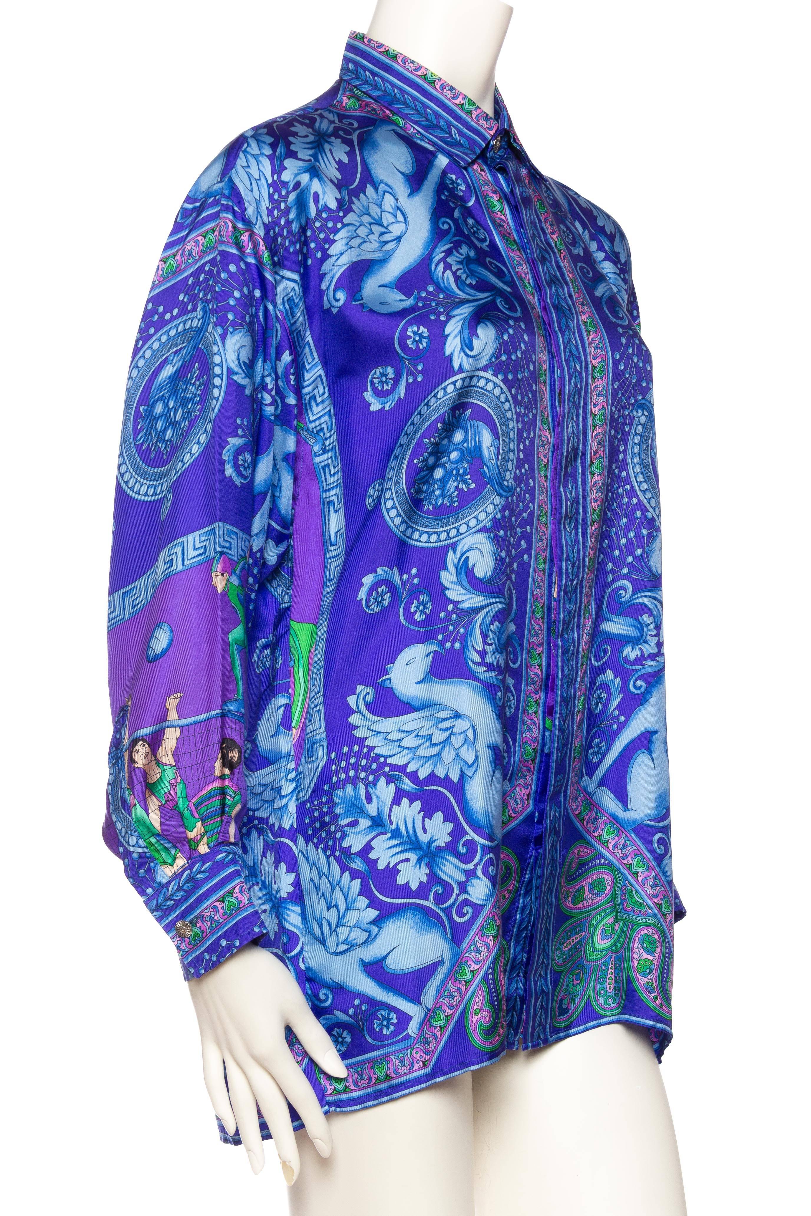 Purple 1990s Gianni Versace Baroque Printed Silk Shirt