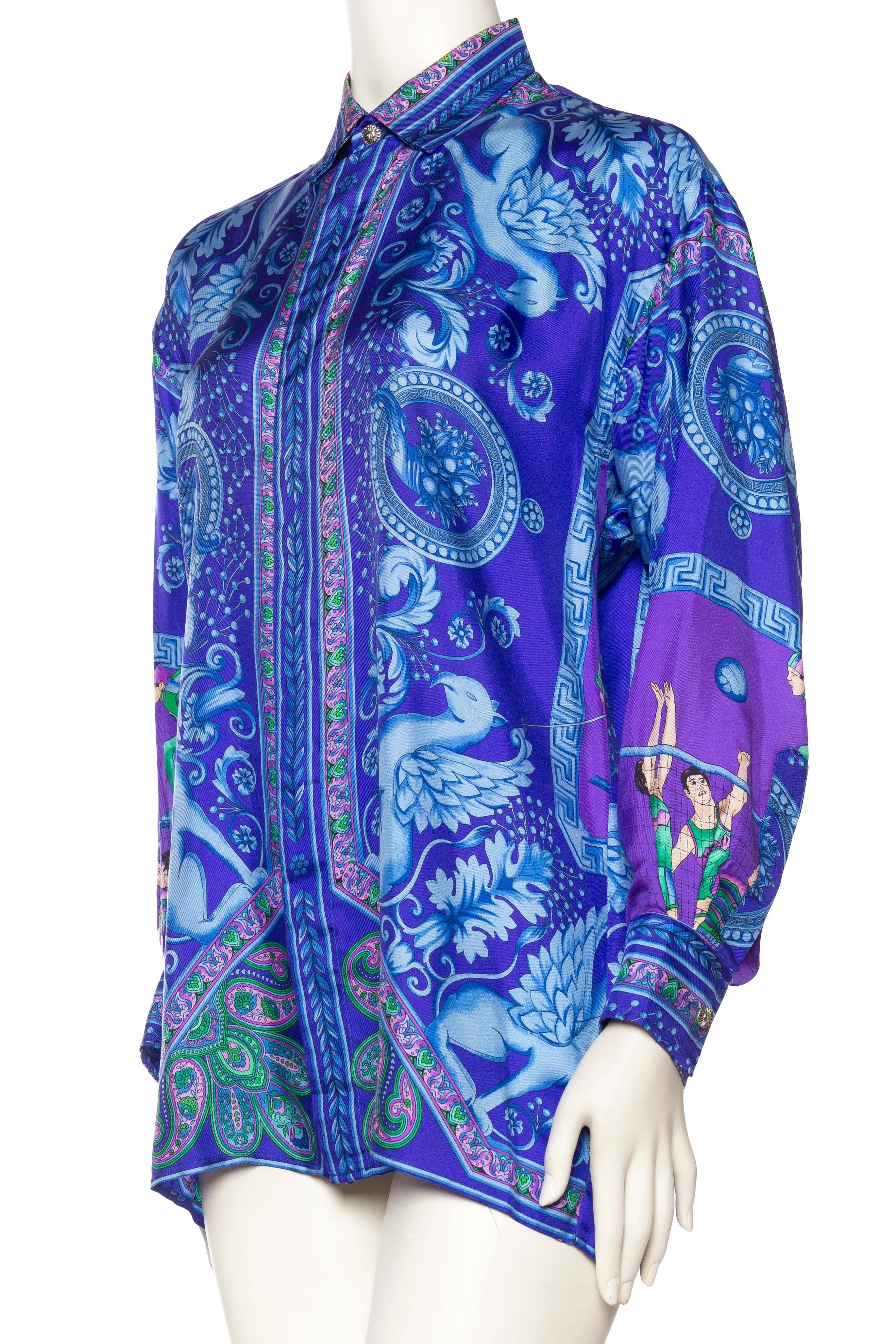 1990s Gianni Versace Baroque Printed Silk Shirt In Excellent Condition In New York, NY