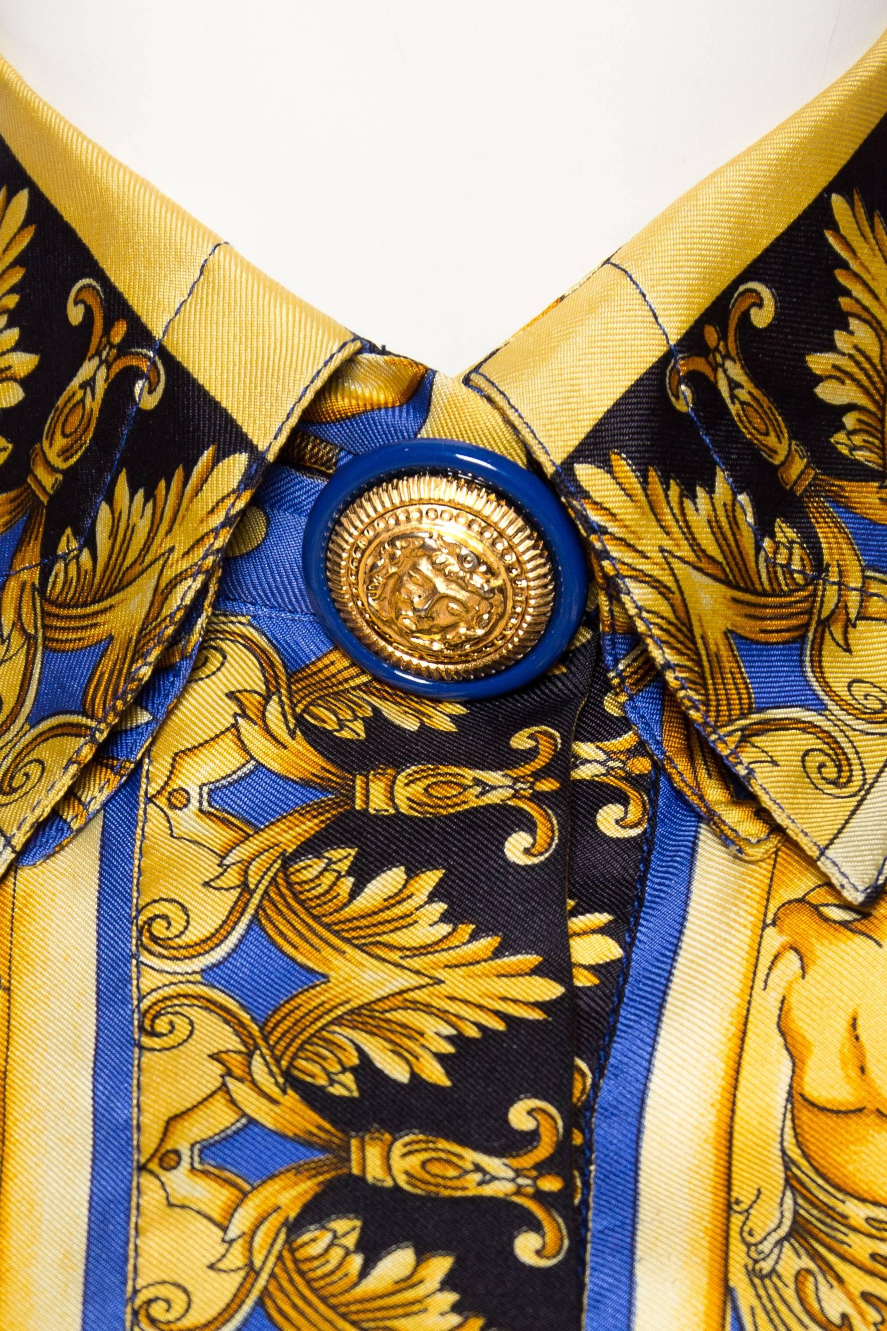 1990s Gianni Versace Couture Atelier Versace Silk Blouse with Medusa Buttons  2