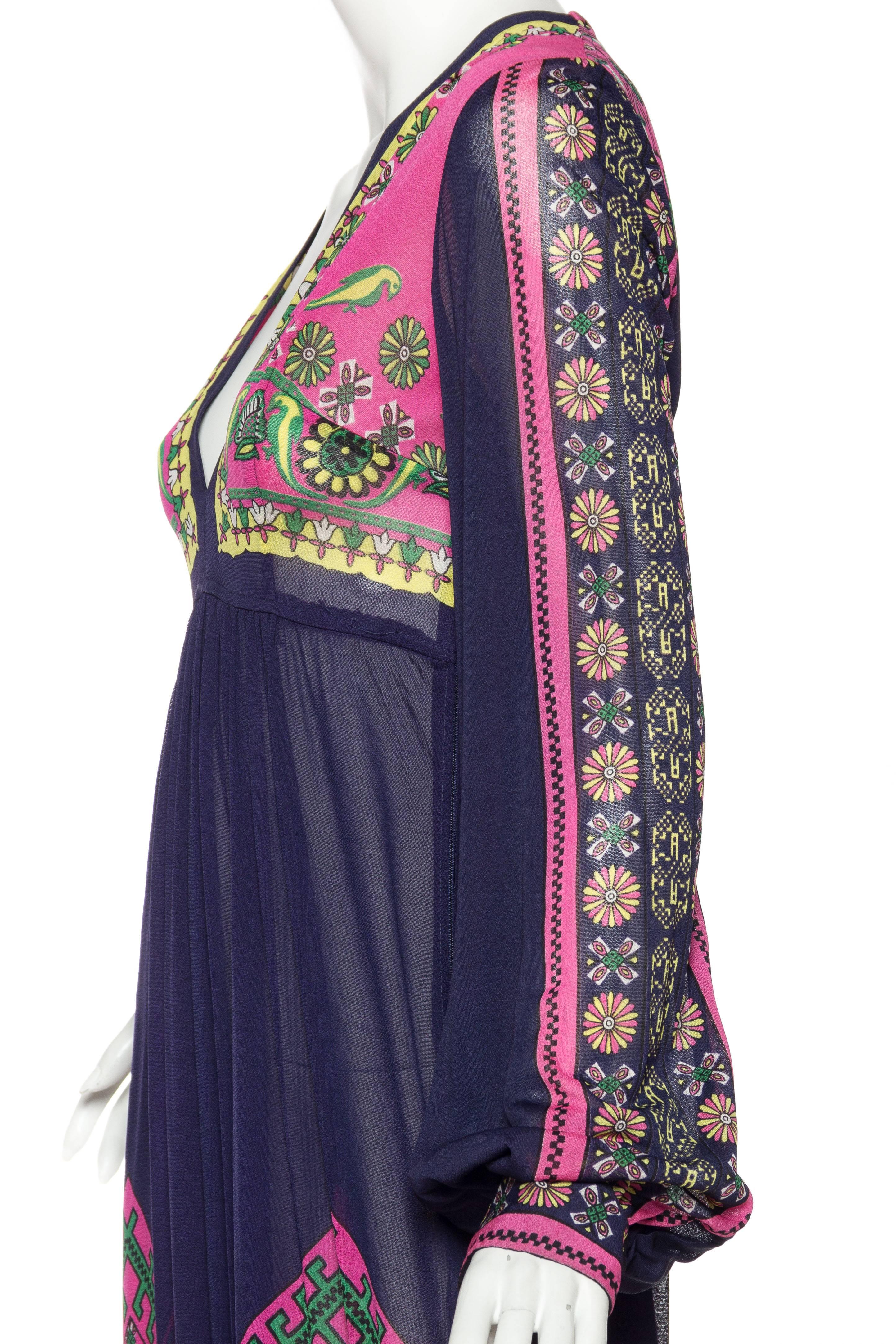 Gottex Mediterranean Jersey Maxi Dress, 1970s 2