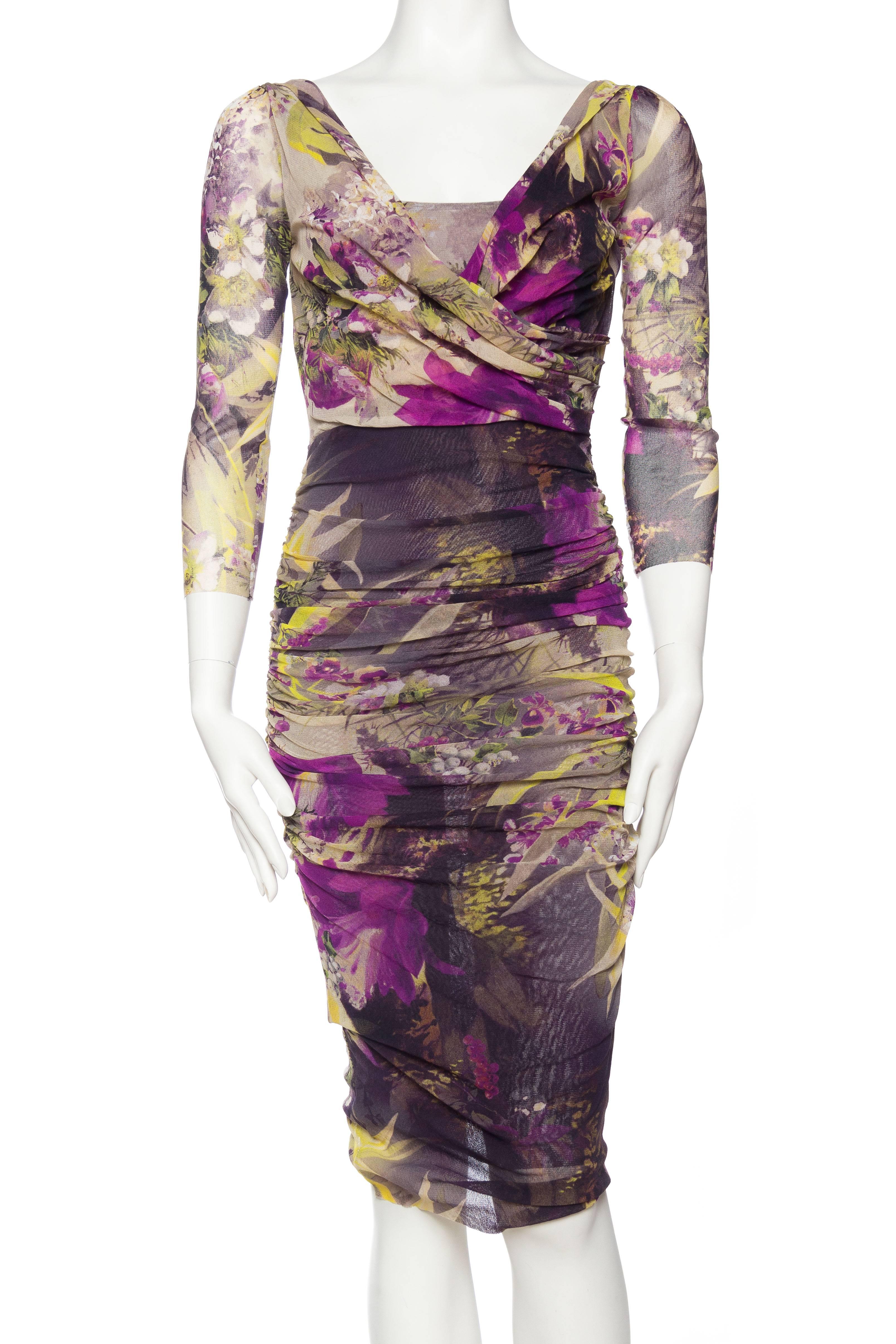 Gray Jean Paul Gaultier Abstract Floral Body-con Dress