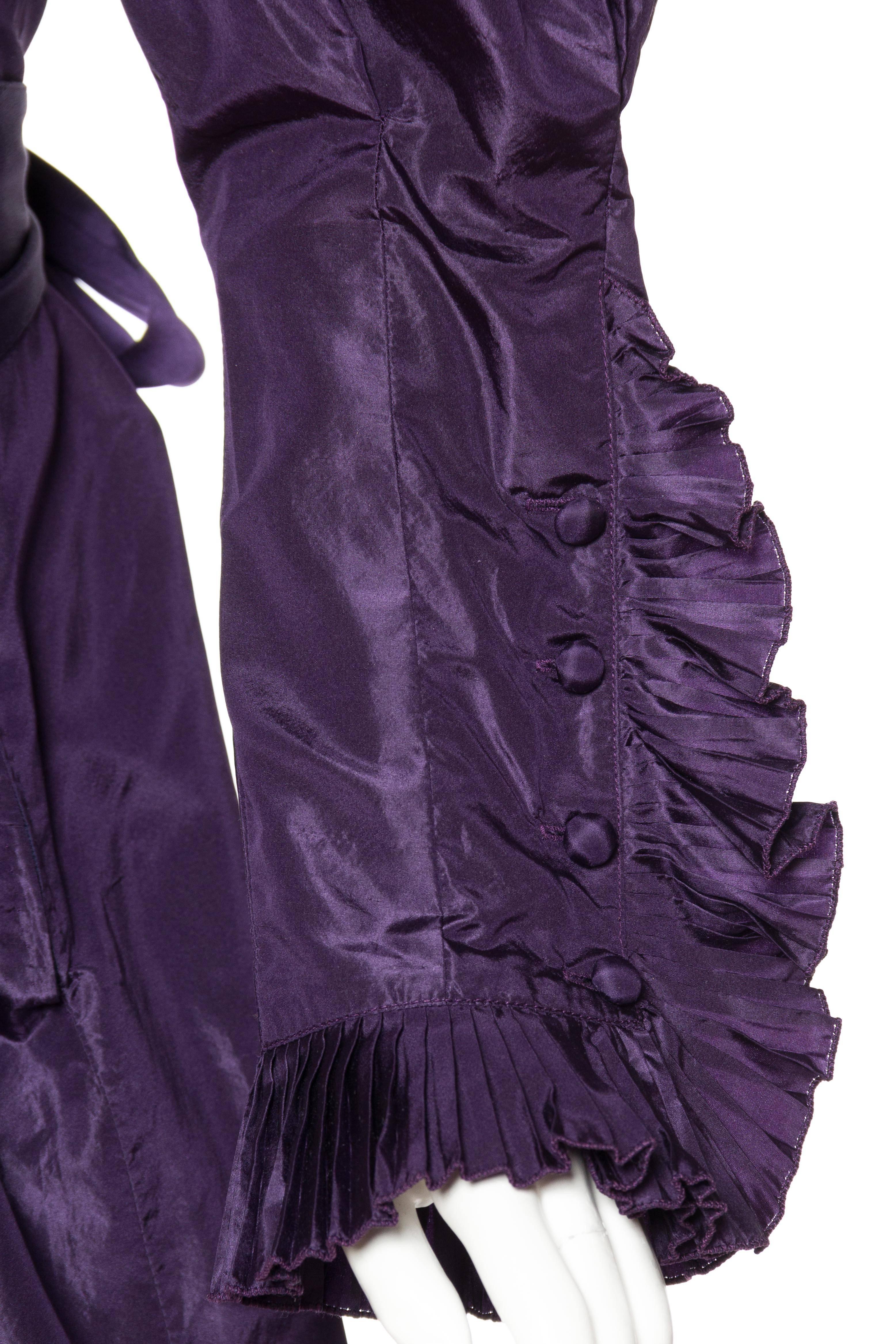 Ruffled Silk Taffeta Duster Coat Wrap Dress, 1970s  1