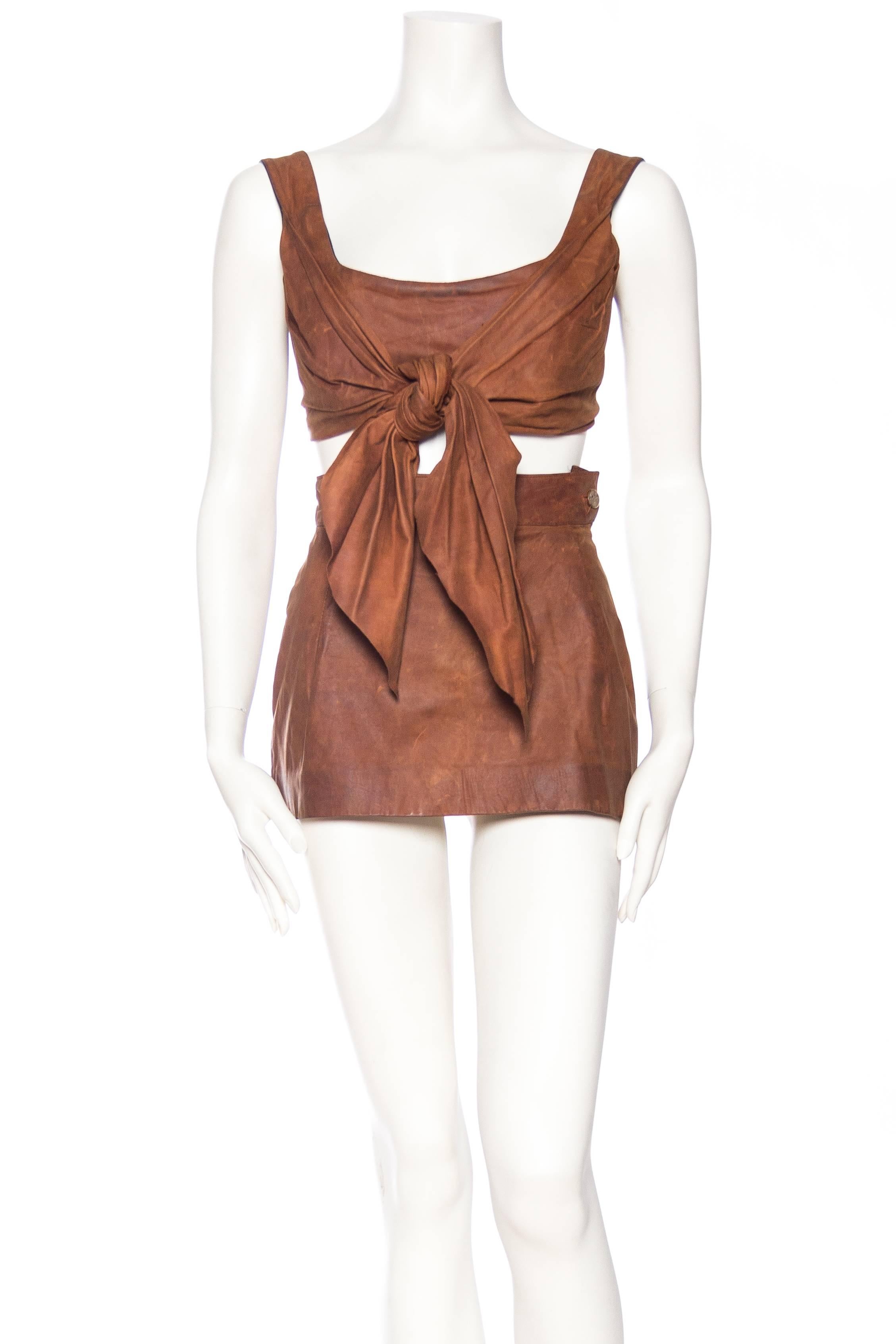1990s Vivienne Westwood Leather Corset Top and Skirt 