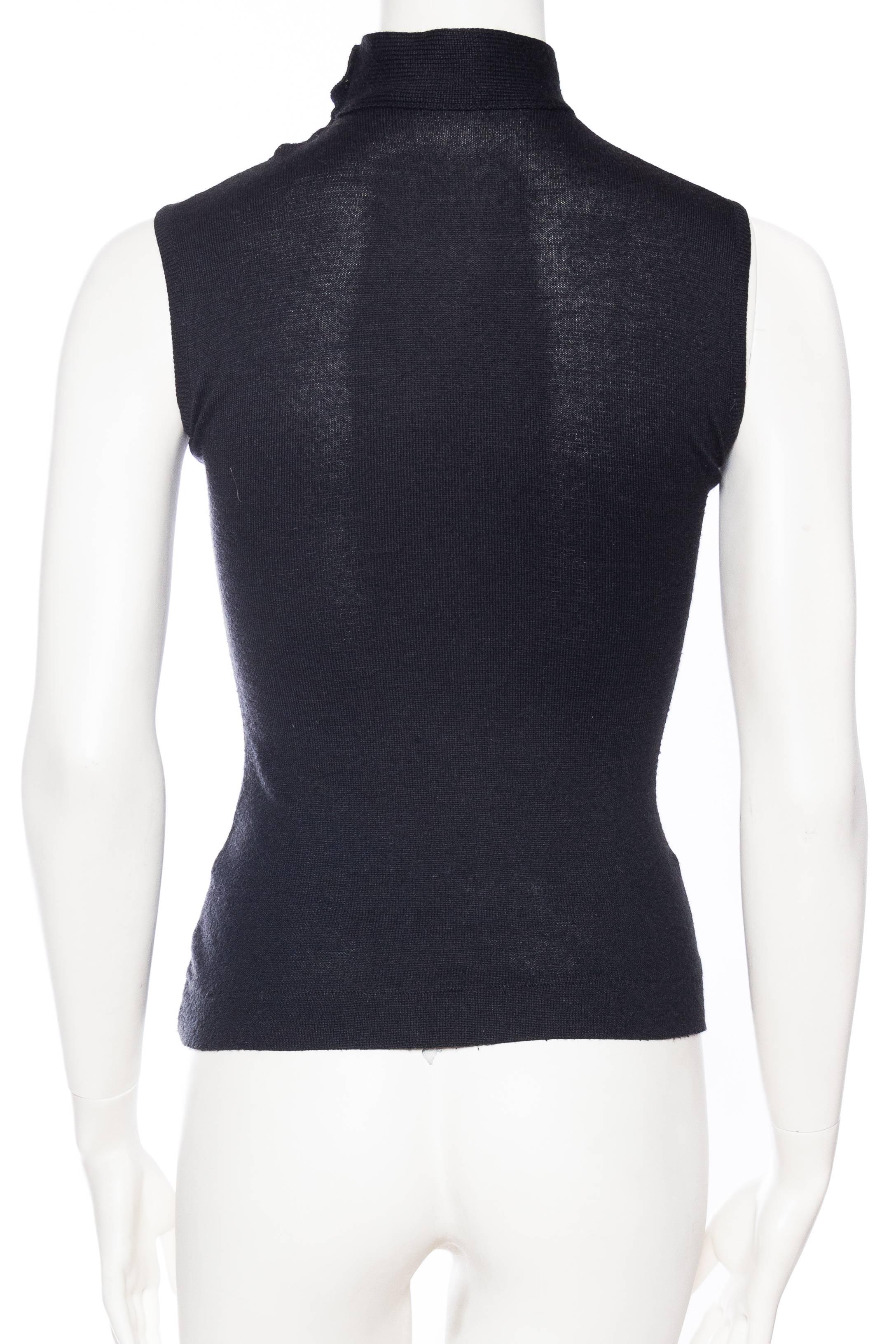 Black 1990S DOROTHEE BIS Wool Blend Knit Heart Cutout Top