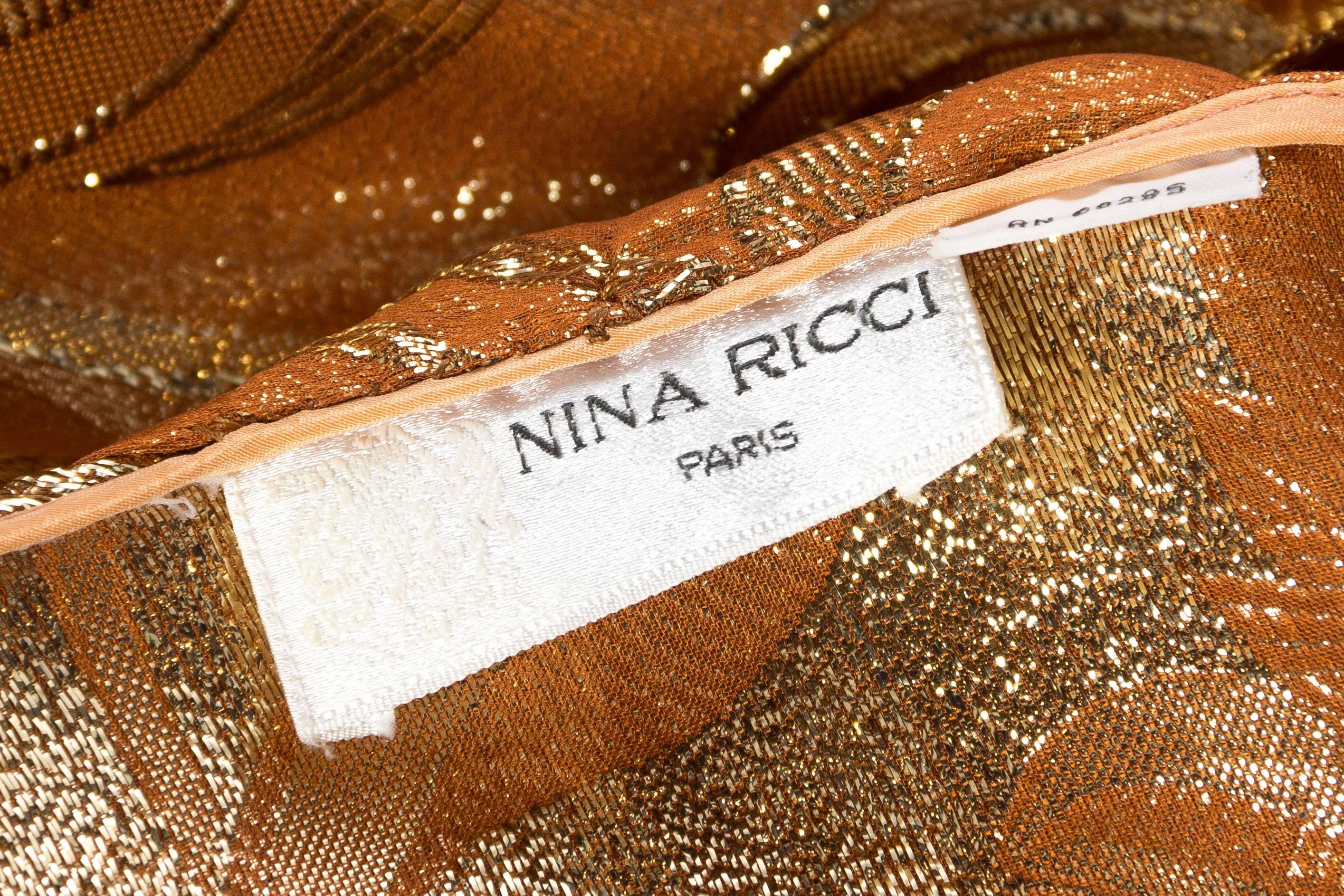 Nina Ricci Metallic Gold Lamé Blouse, 1970s   5
