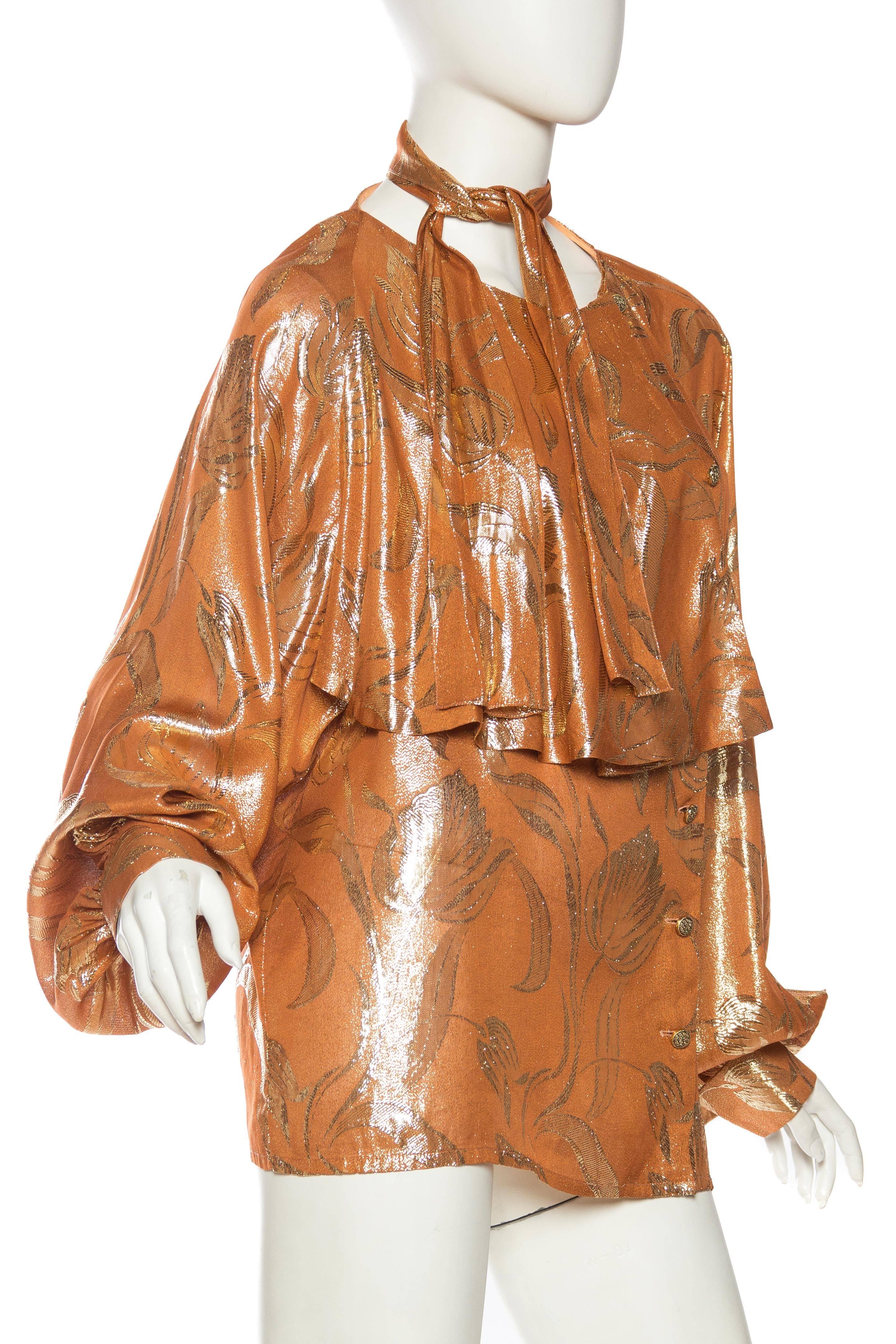 Nina Ricci Metallic Gold Lamé Blouse, 1970s   In Excellent Condition In New York, NY