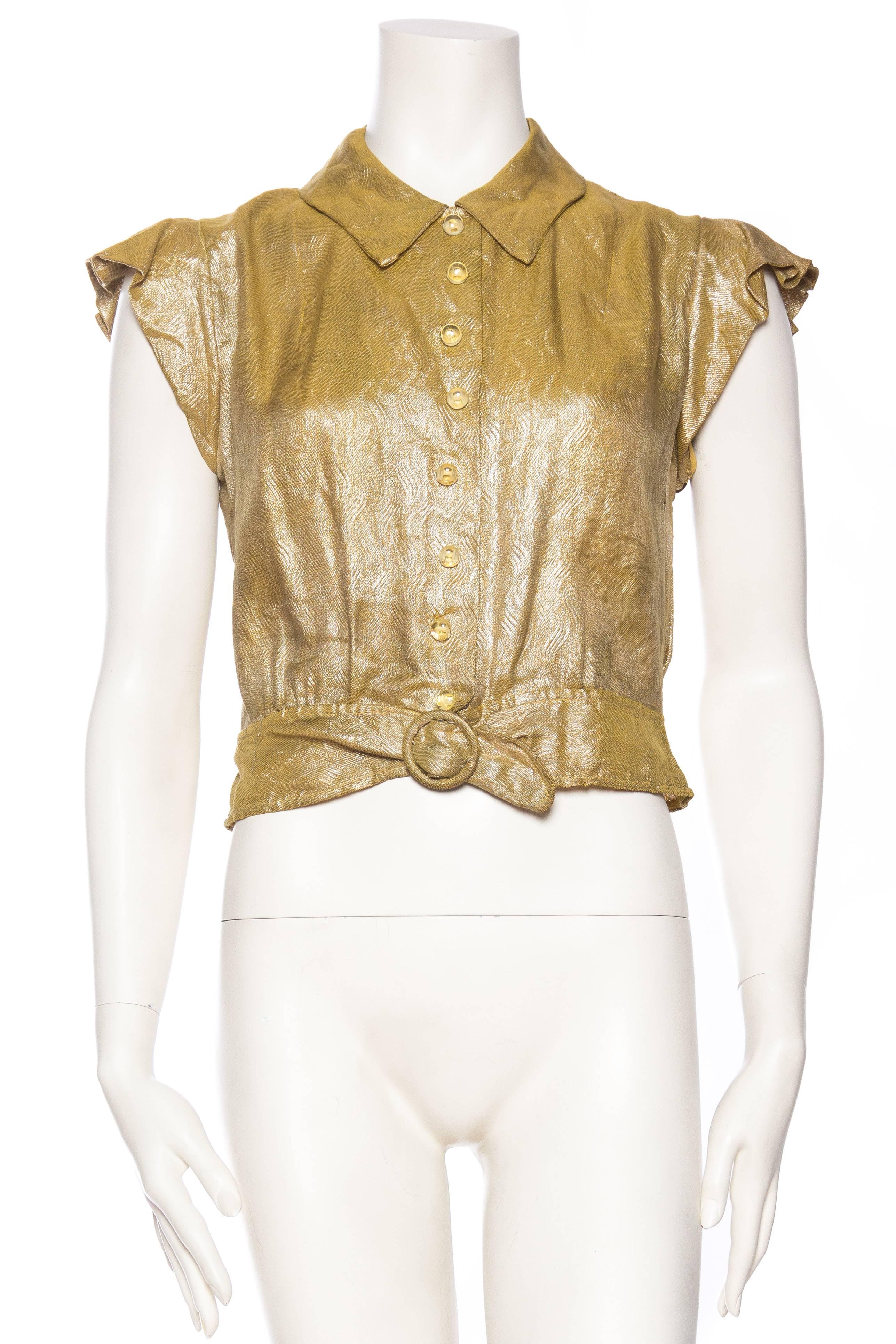 1930s Jeanne Lanvin Gold Lamé Blouse