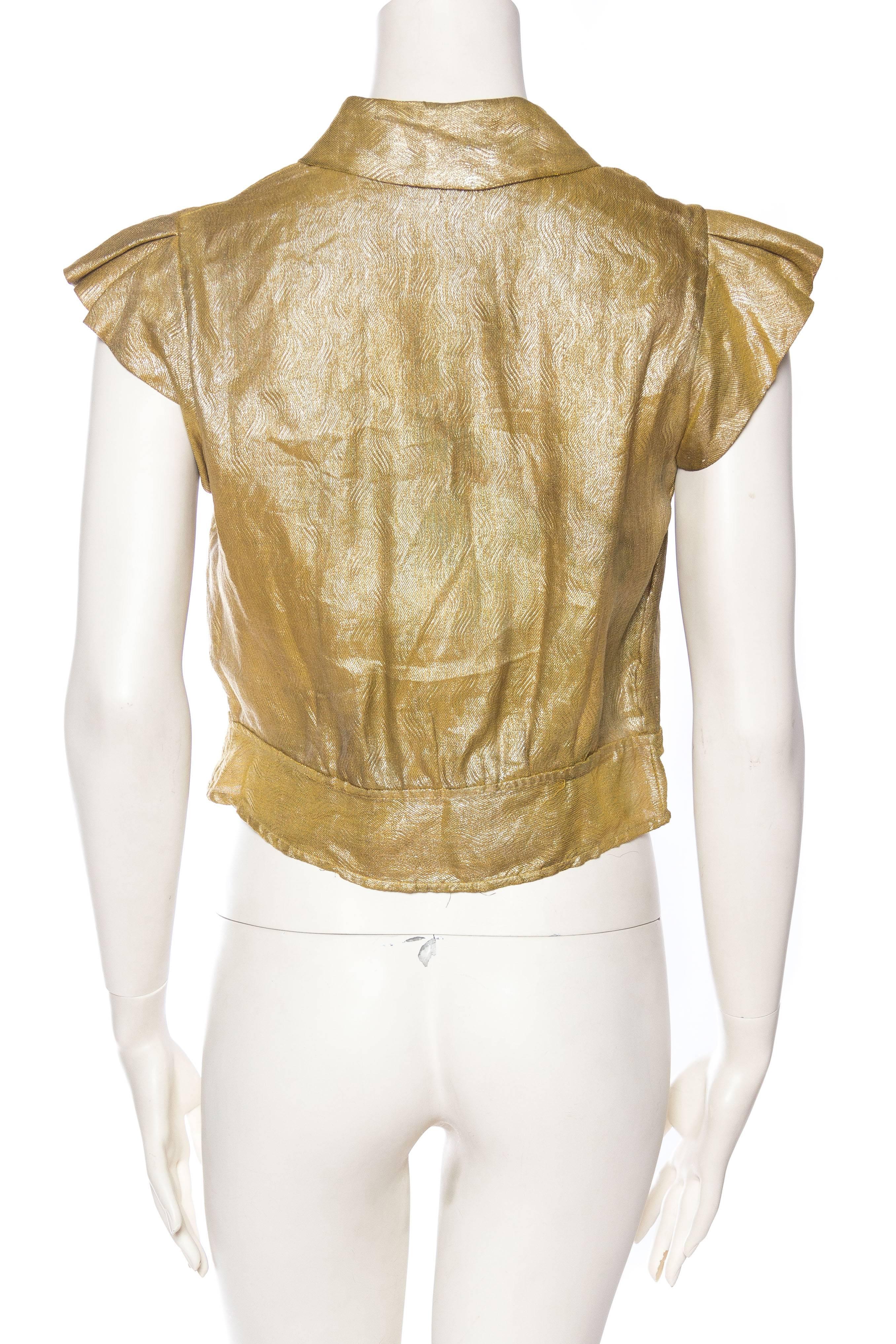 Jeanne Lanvin Gold Lamé Blouse, 1930s In Good Condition In New York, NY