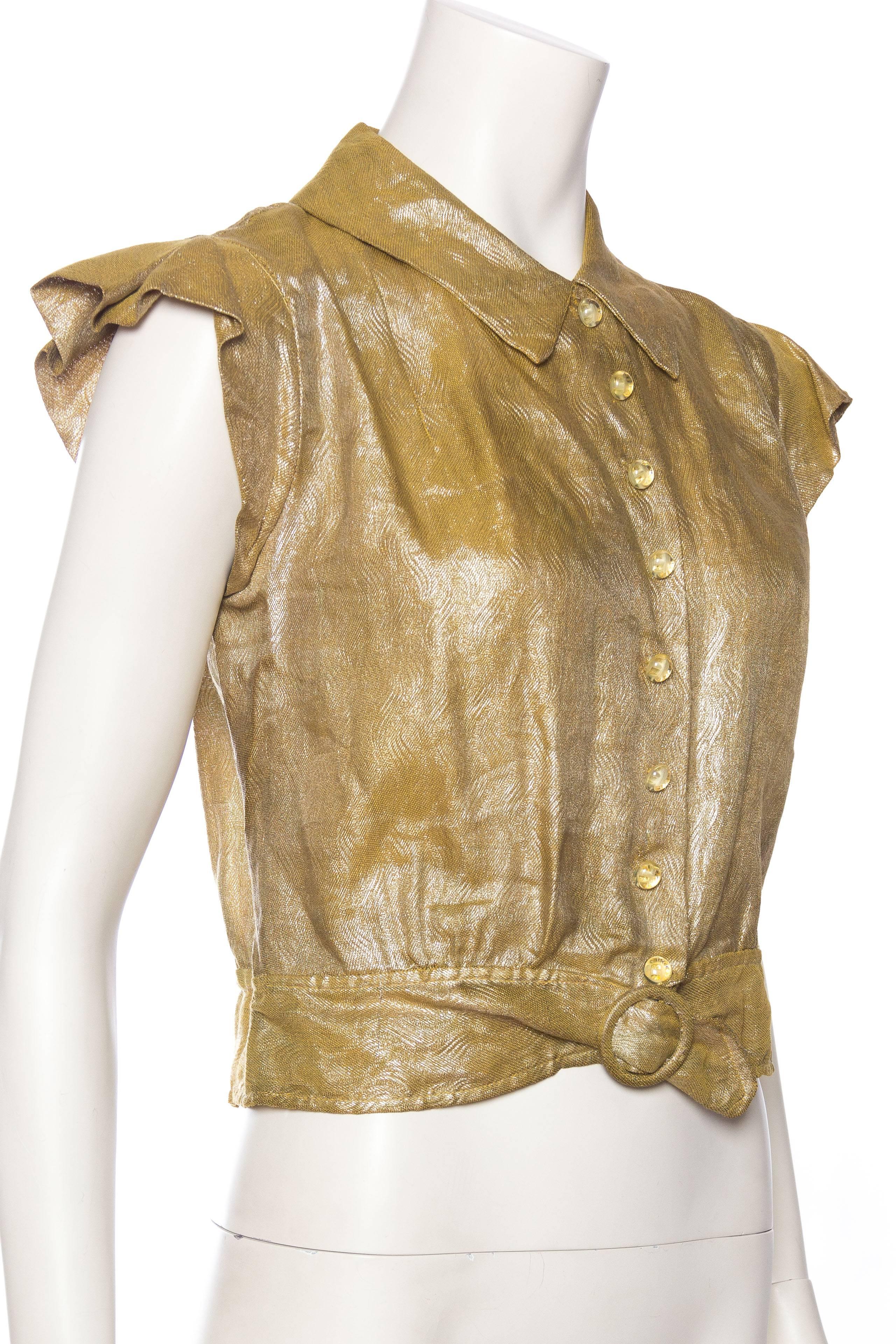 gold lame blouse