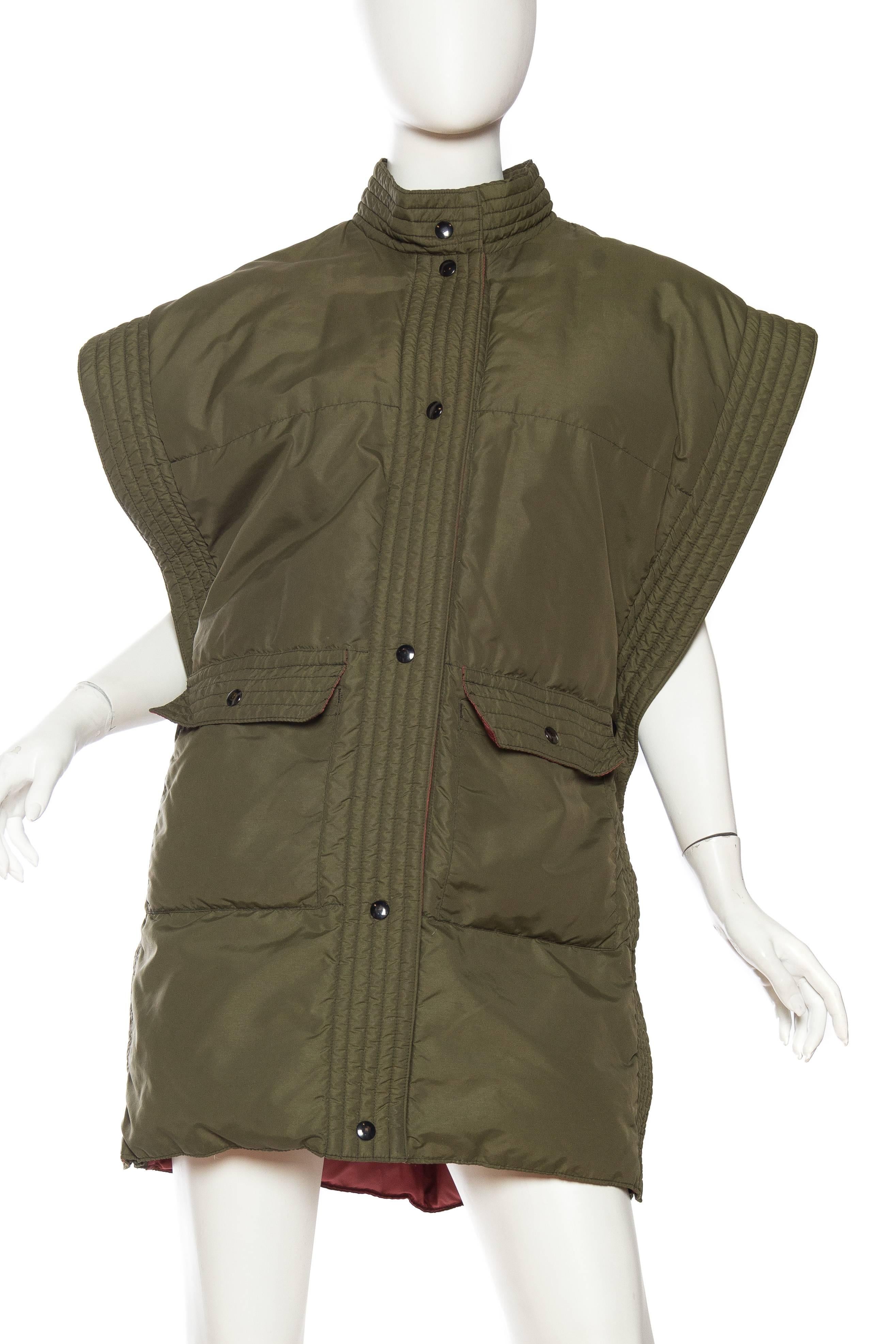 Brown Bill Blass Military Style Puffer Vest 