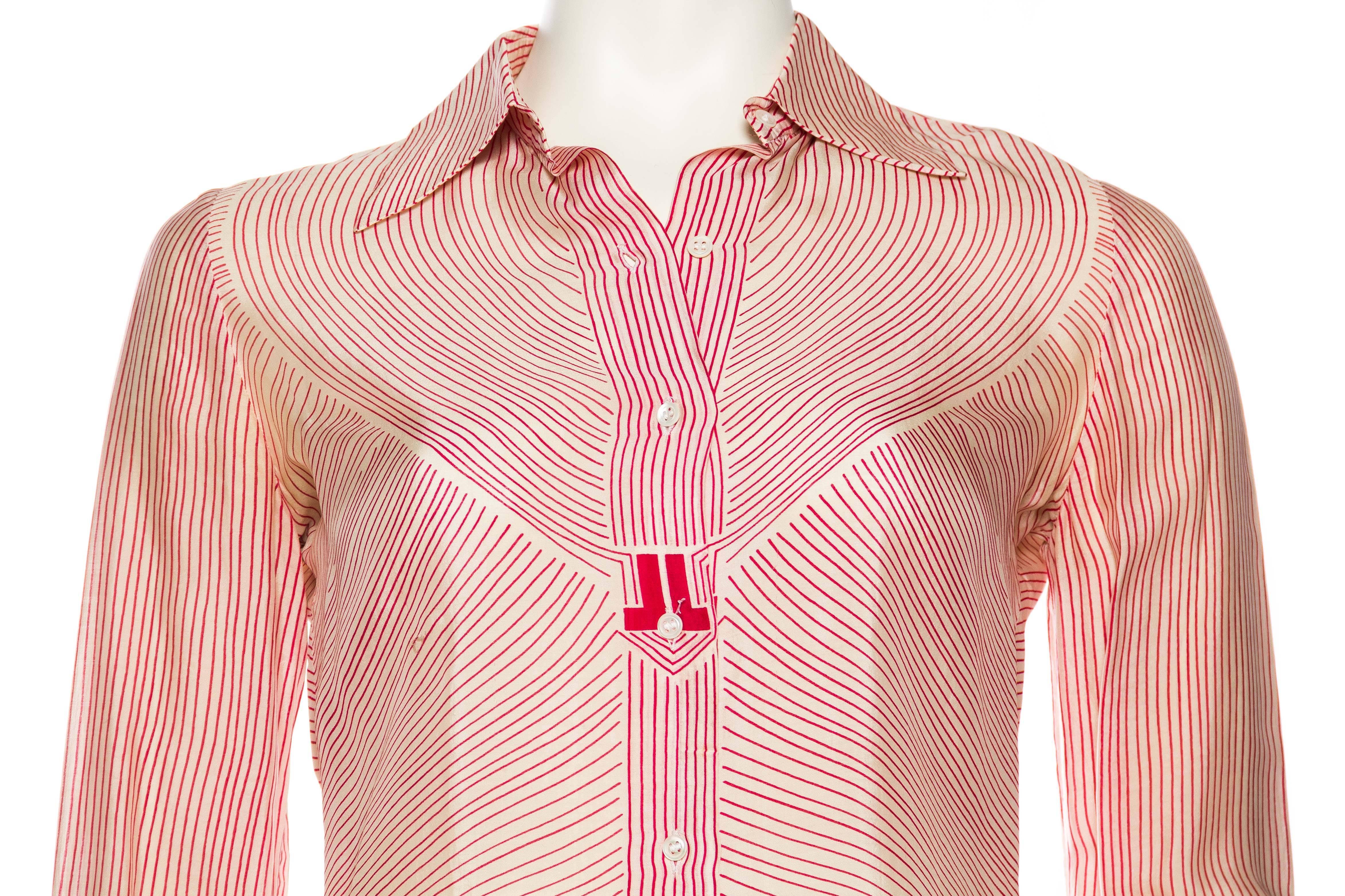 Lanvin Geometric Stripe Logo Blouse, 1970s  2