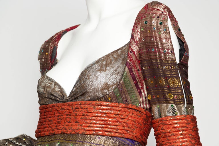 Scherrer Haute Couture Gown in Antique Indian Metallic Silk with ...
