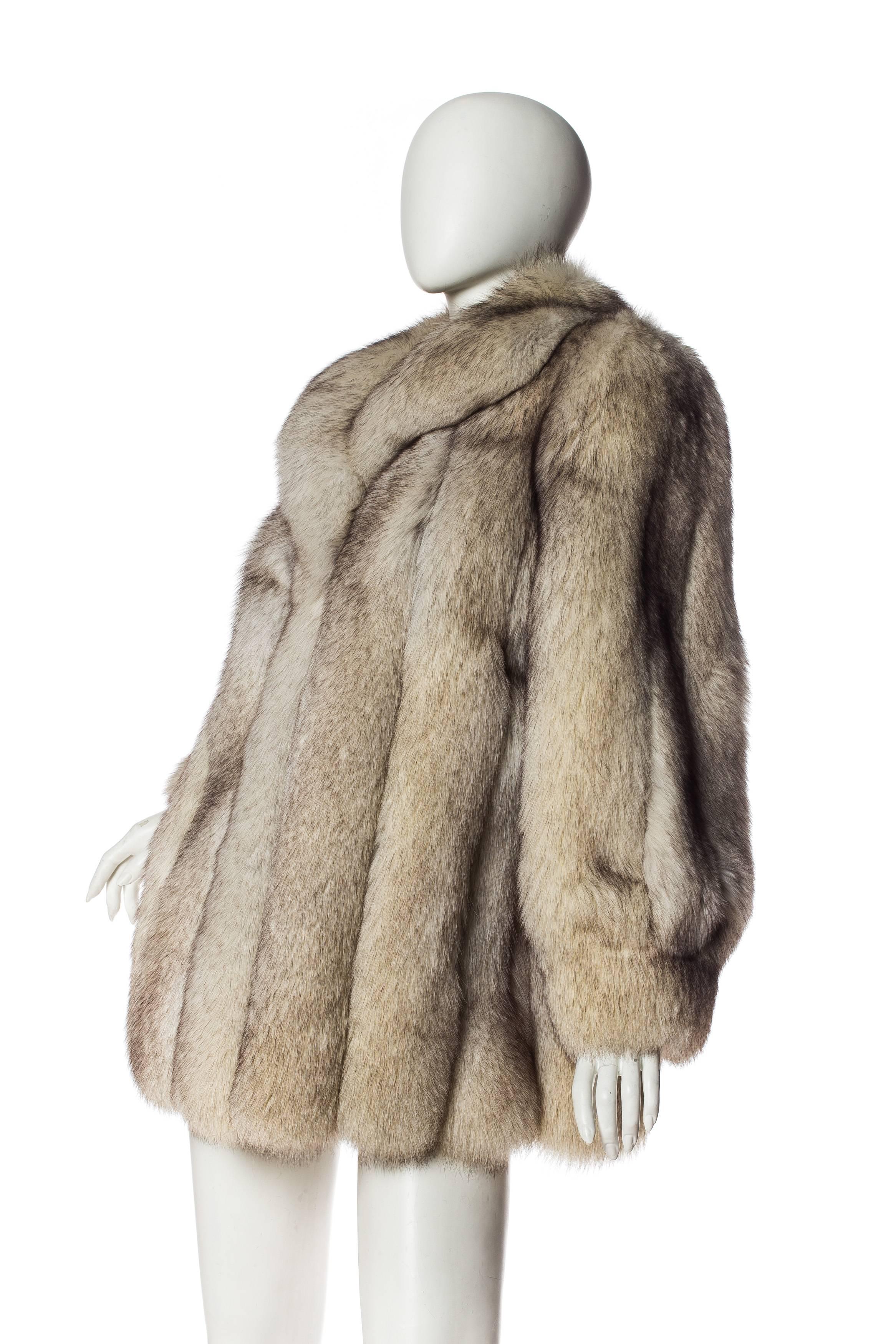 Brown 1980S Silver Fox Fur Coat