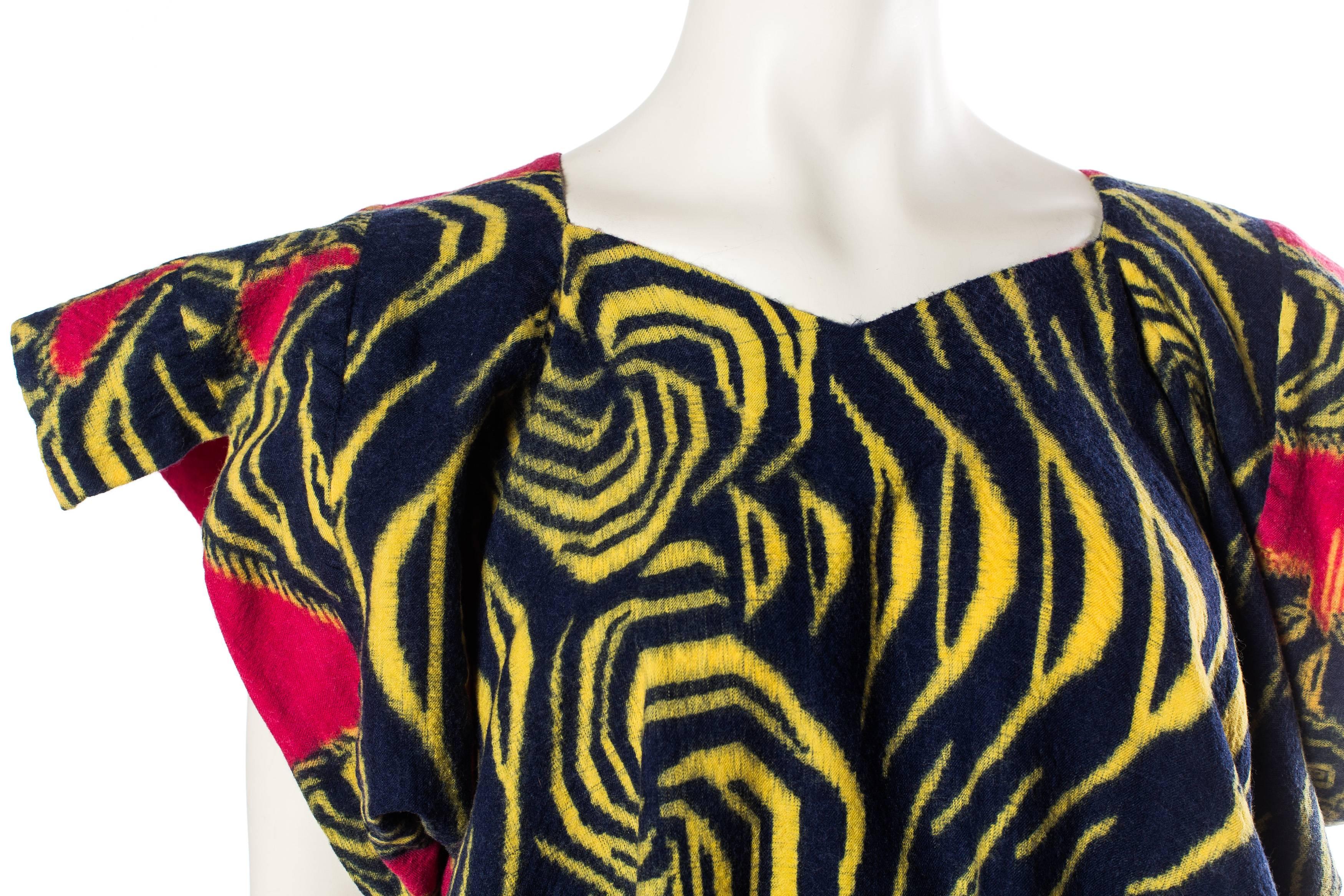 2010S BERNHARD WILLHELM Magenta Wool Chinese Tiger Runway Sample Dress In Excellent Condition For Sale In New York, NY