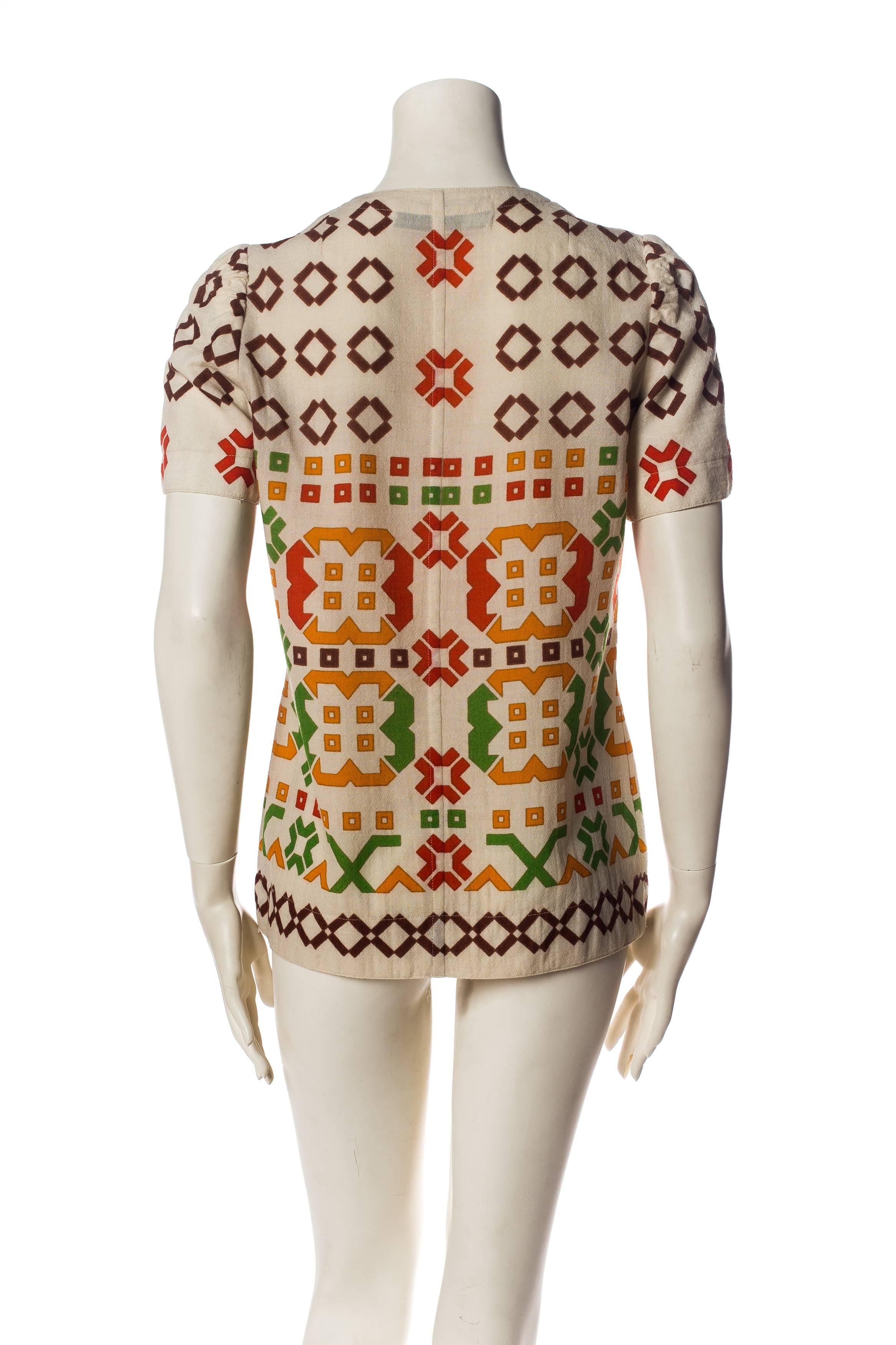 1960S LANVIN Haute Couture Wool Crepe Mod Geometric Top In Excellent Condition In New York, NY