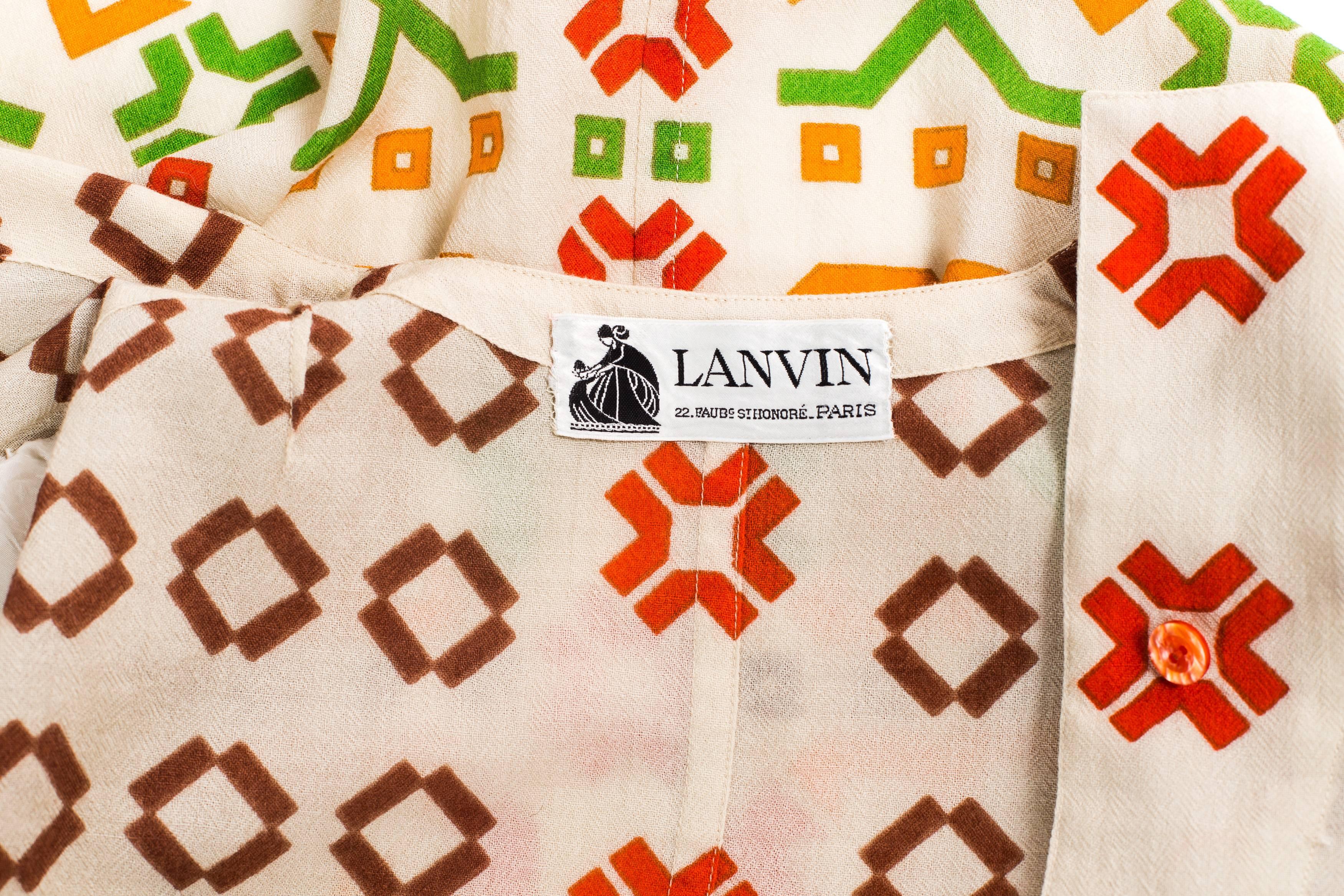 1960S LANVIN Haute Couture Wool Crepe Mod Geometric Top 1
