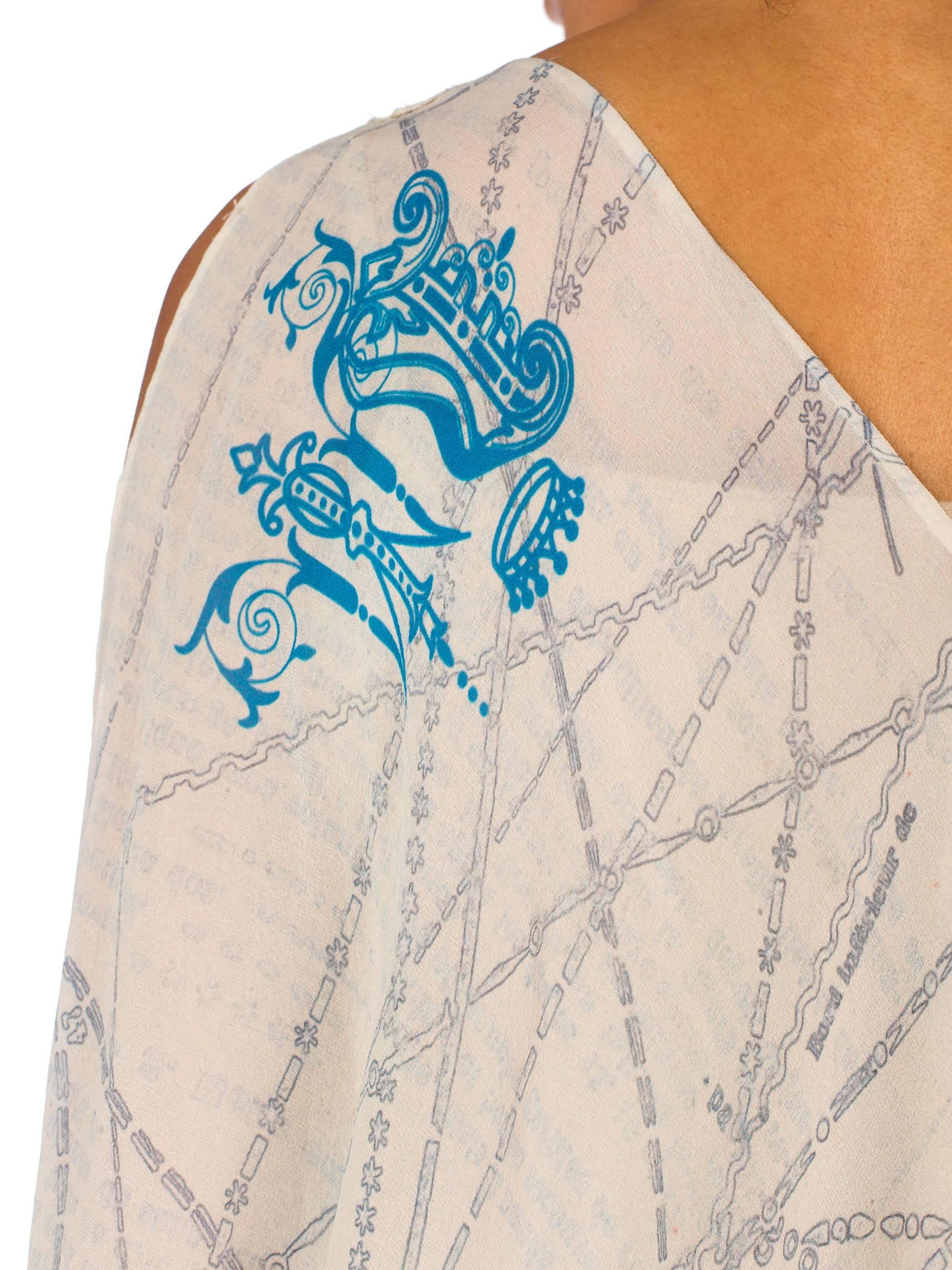Gray Silk Caftan with geometric print