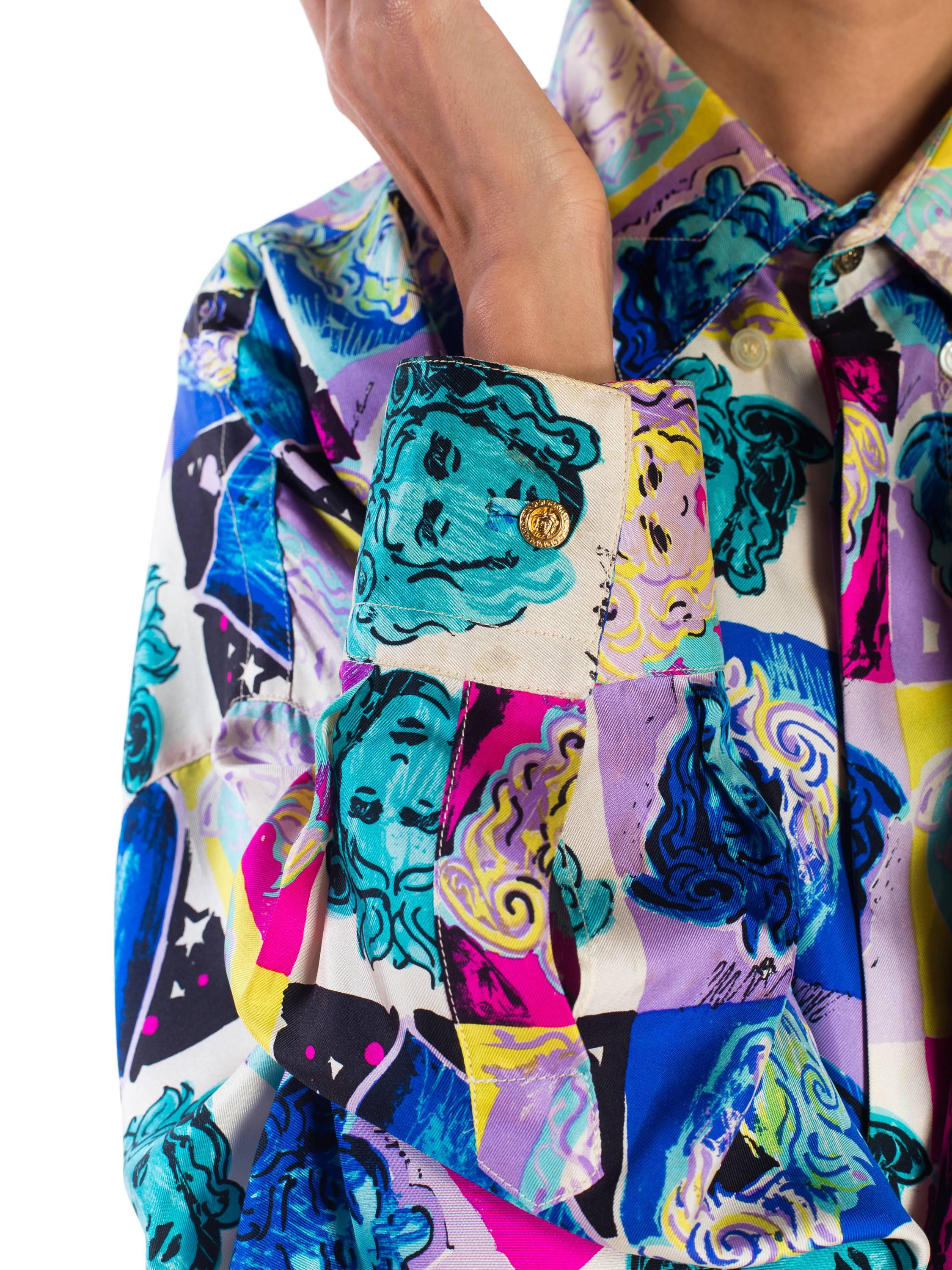 Gianni Versace Medusa and Heart Print Silk Shirt, 1990s  2