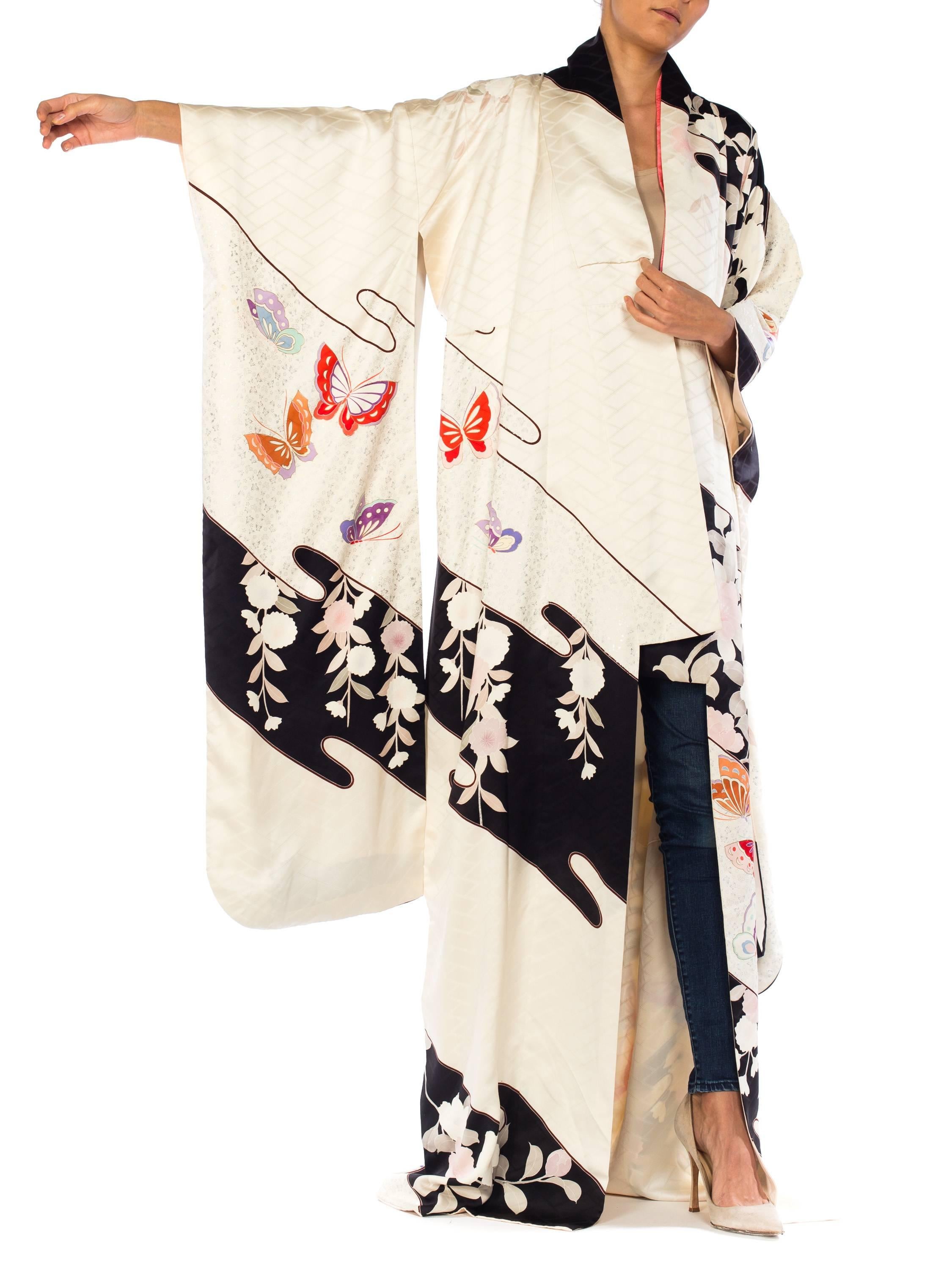 Butterfly Silk  Hand-Painted Japanese Kimono 1