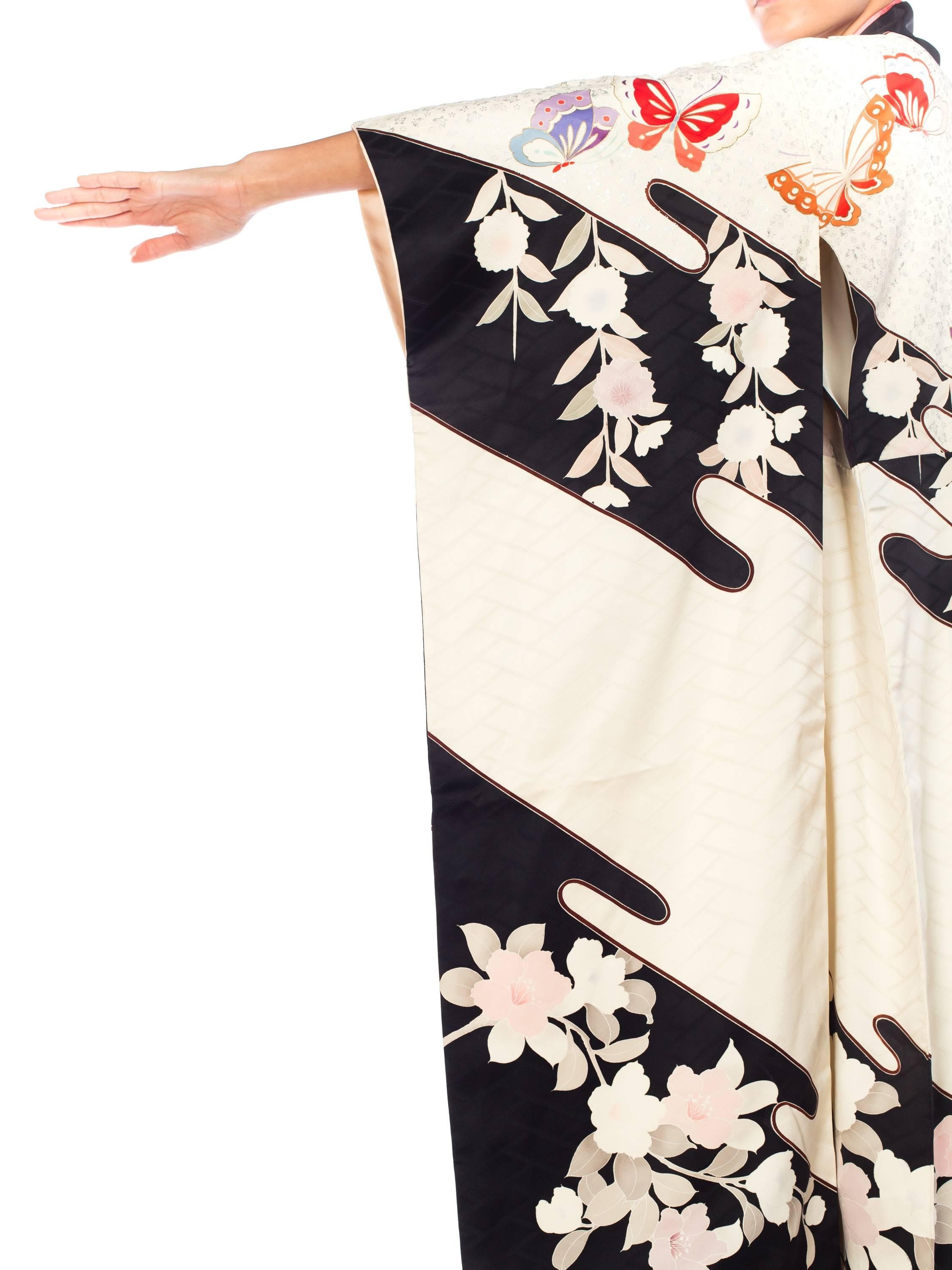 Butterfly Silk  Hand-Painted Japanese Kimono 4