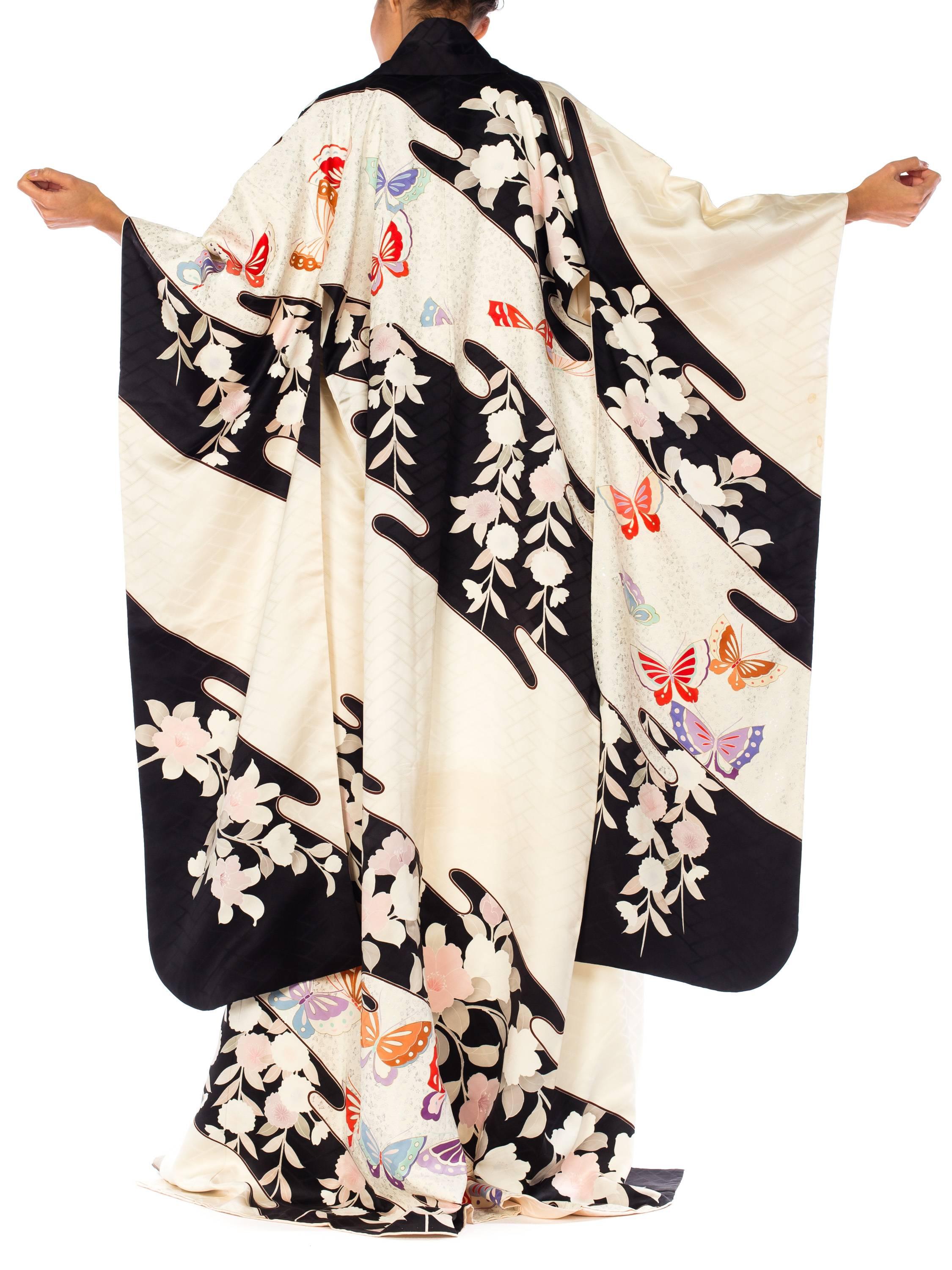 Women's Butterfly Silk  Hand-Painted Japanese Kimono