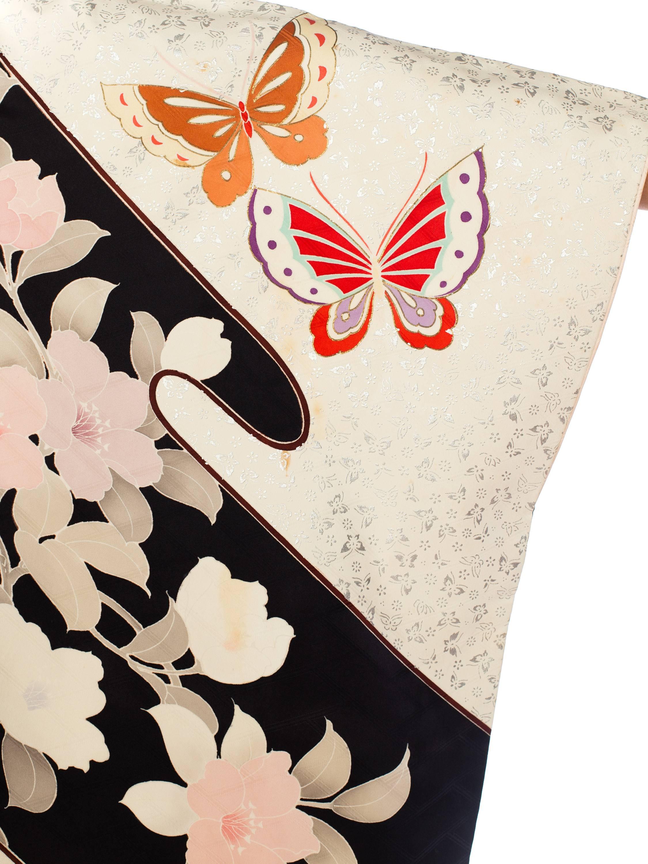 Butterfly Silk  Hand-Painted Japanese Kimono 5