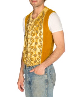 Mens Victorian Velvet and Silk Waistcoat Embroidered in Gold