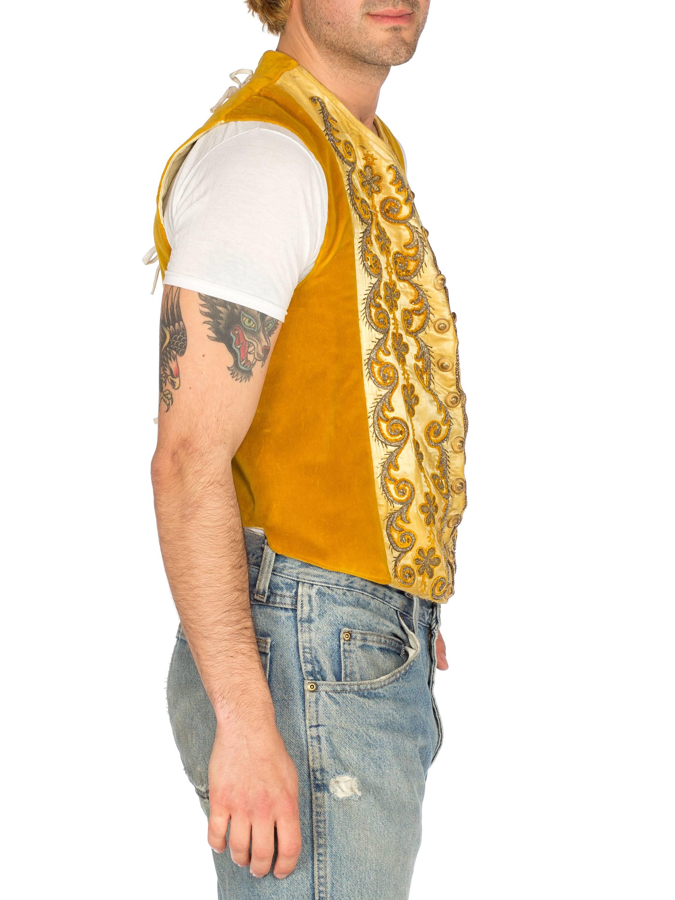 Men's Mens Victorian Velvet and Silk Waistcoat Embroidered in Gold