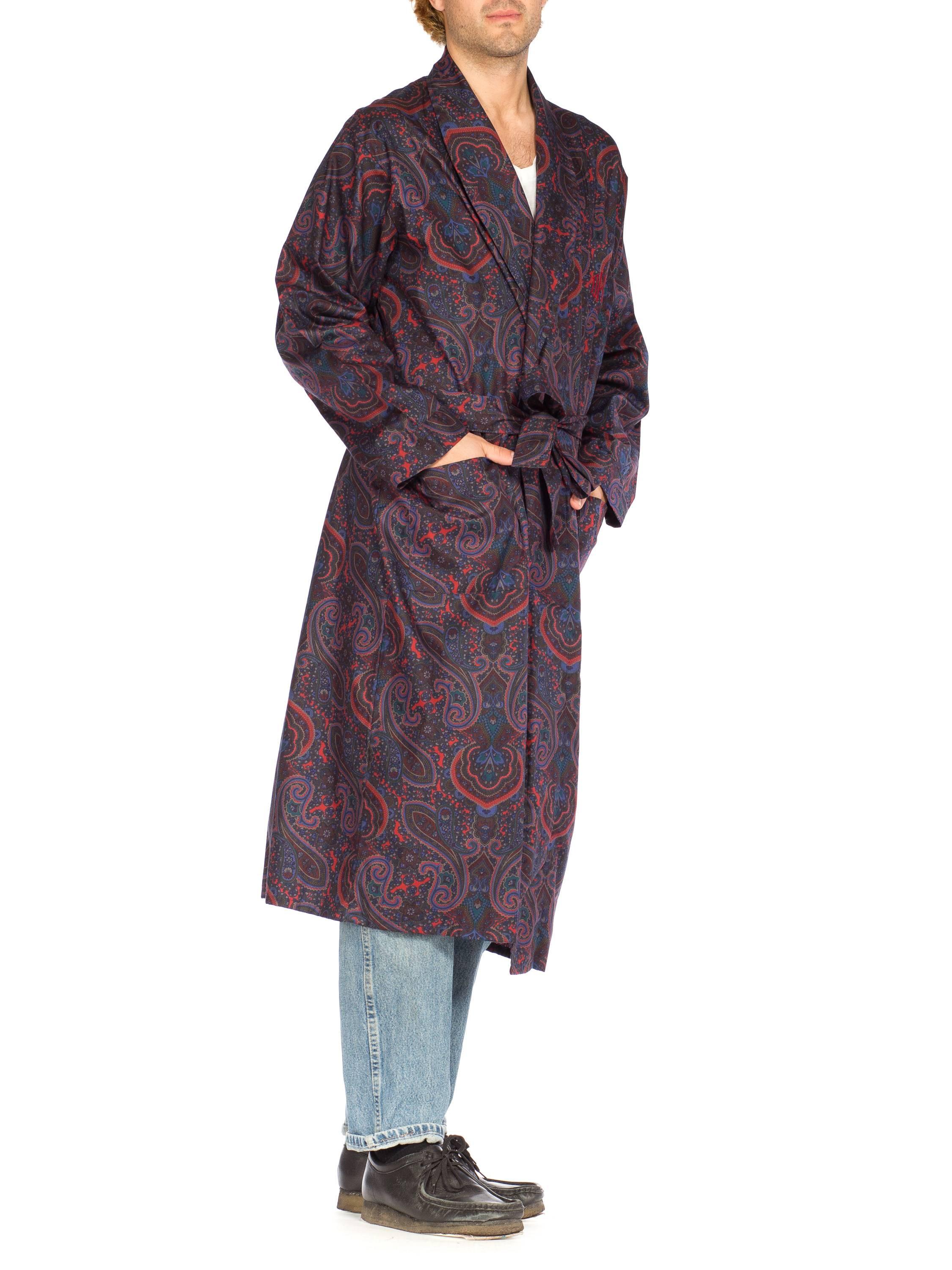 Black Mens Christian Dior Paisley Silk Robe