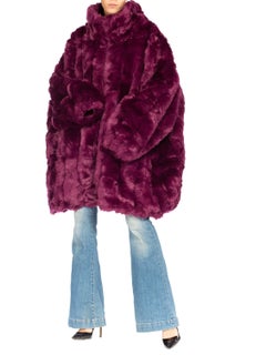 Giant Eggplant Purple Oversized Full Length Faux Fur Coat