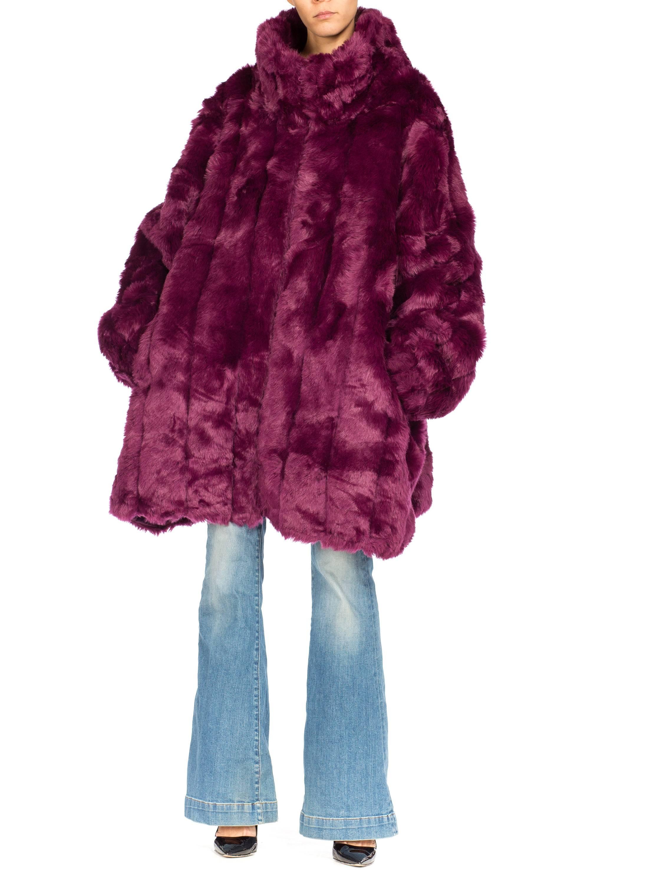 purple faux fur coat