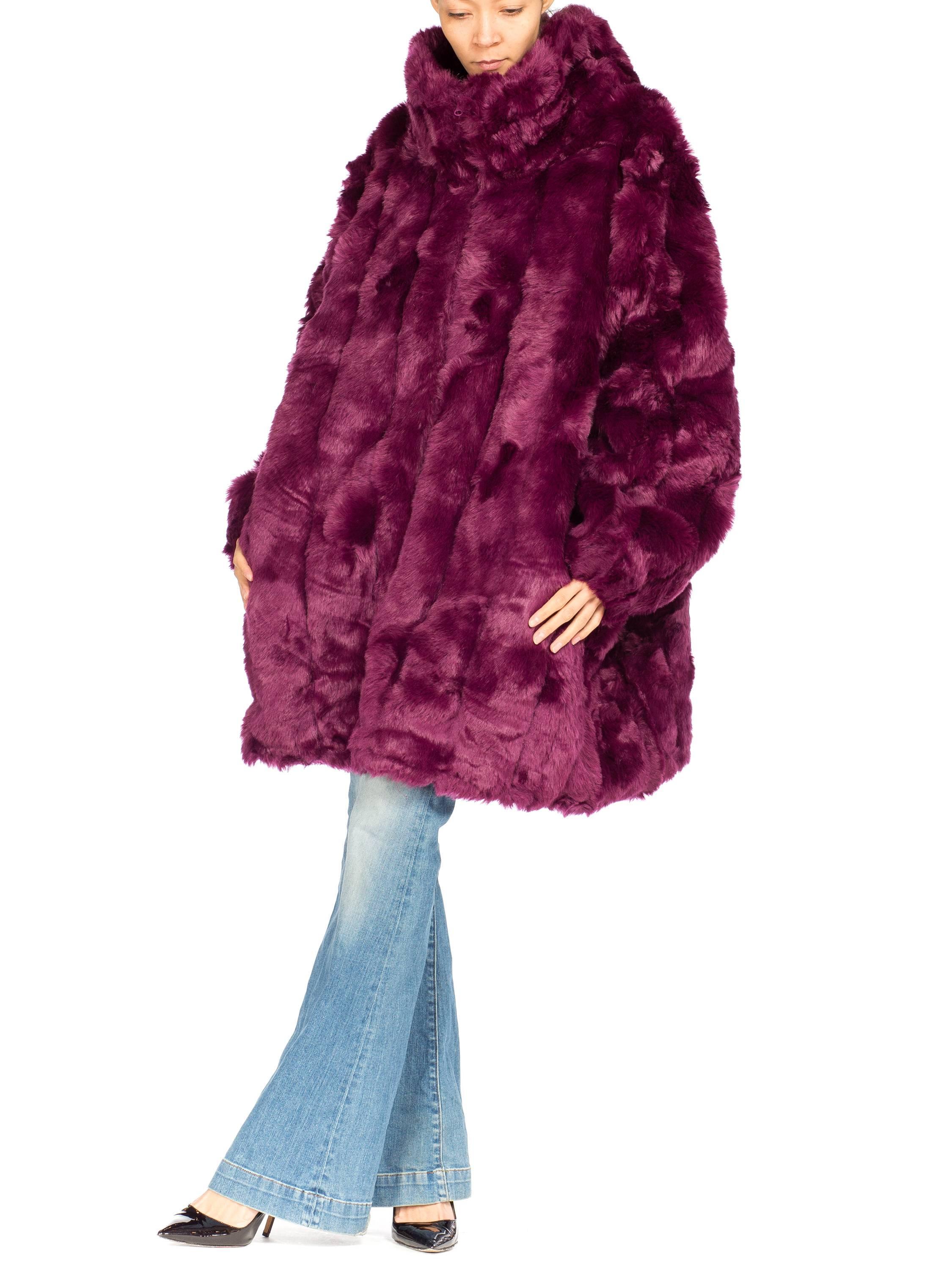 Giant Eggplant Purple Oversized Full Length Faux Fur Coat 1