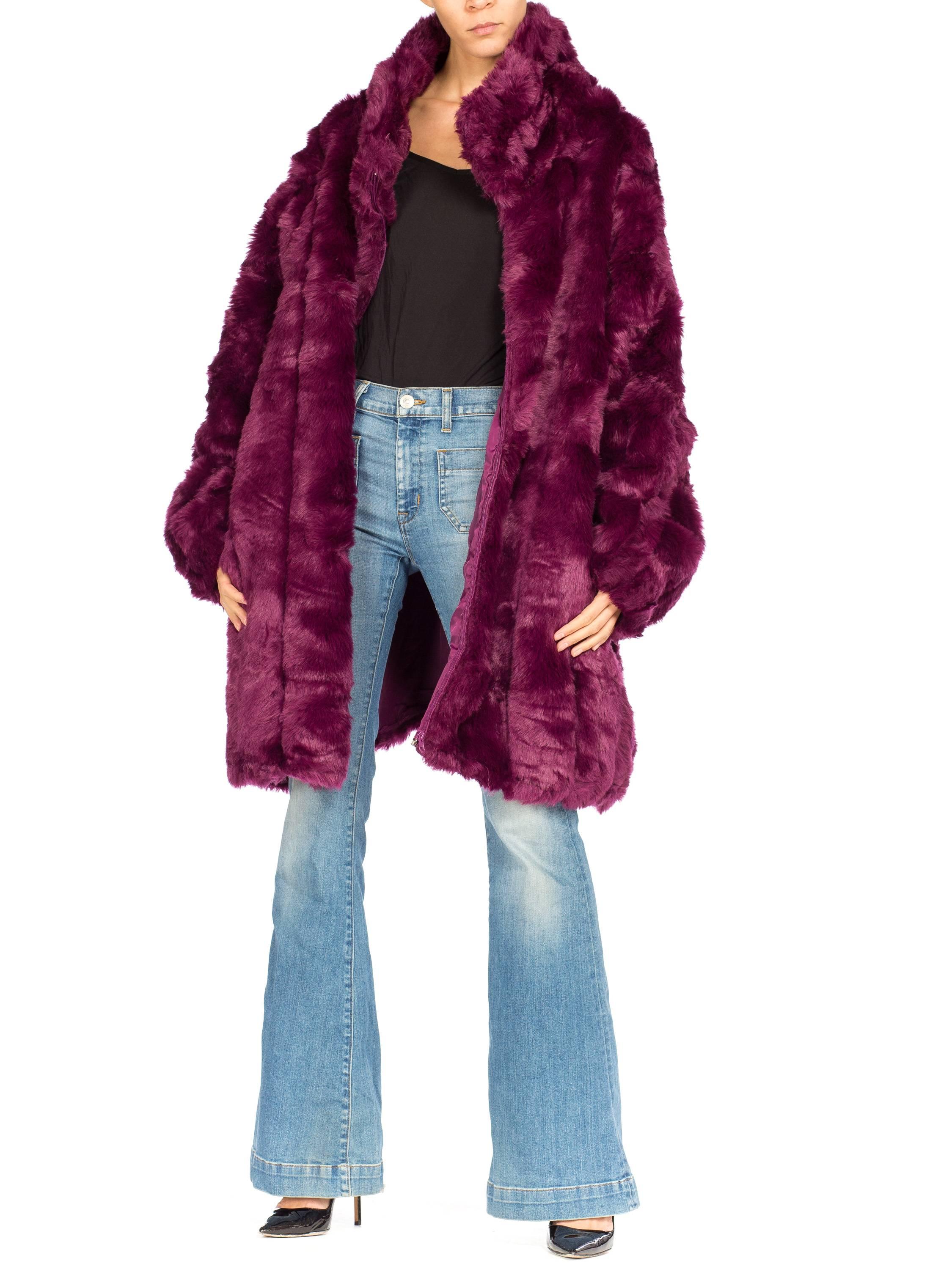 Giant Eggplant Purple Oversized Full Length Faux Fur Coat 2