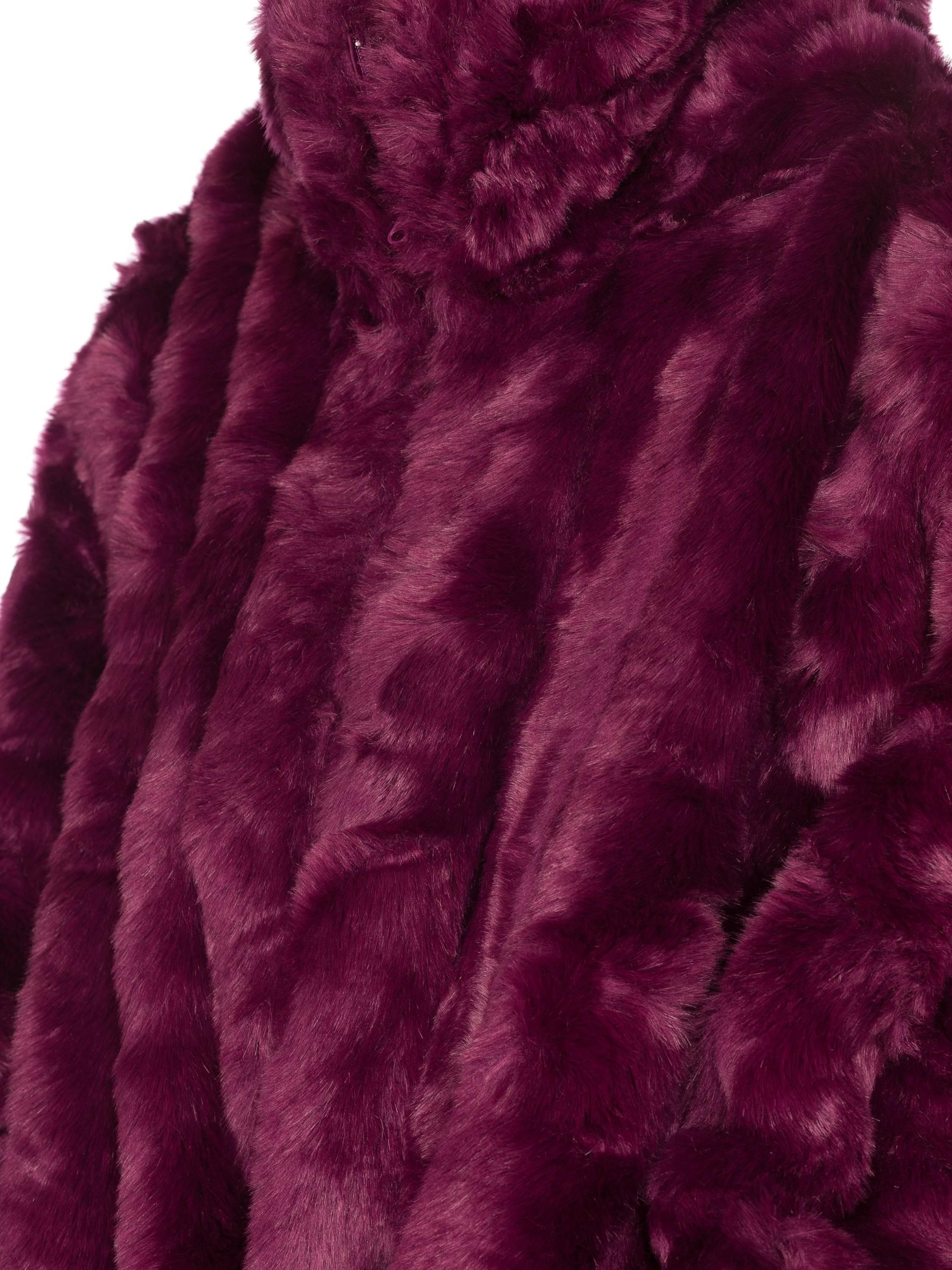 Giant Eggplant Purple Oversized Full Length Faux Fur Coat 5