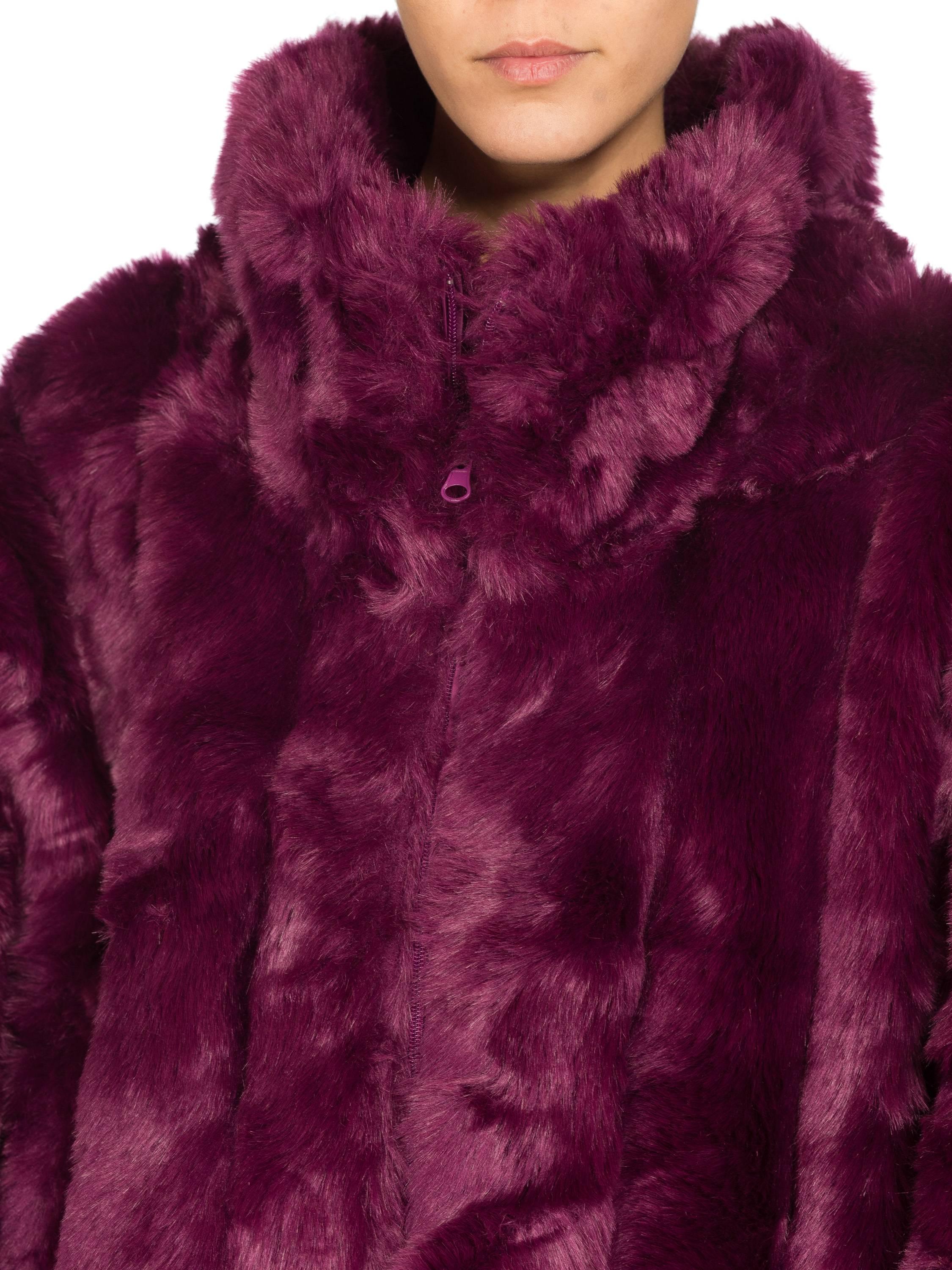 Giant Eggplant Purple Oversized Full Length Faux Fur Coat 4