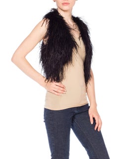 Black fluffy ostrich feather Boho Vest