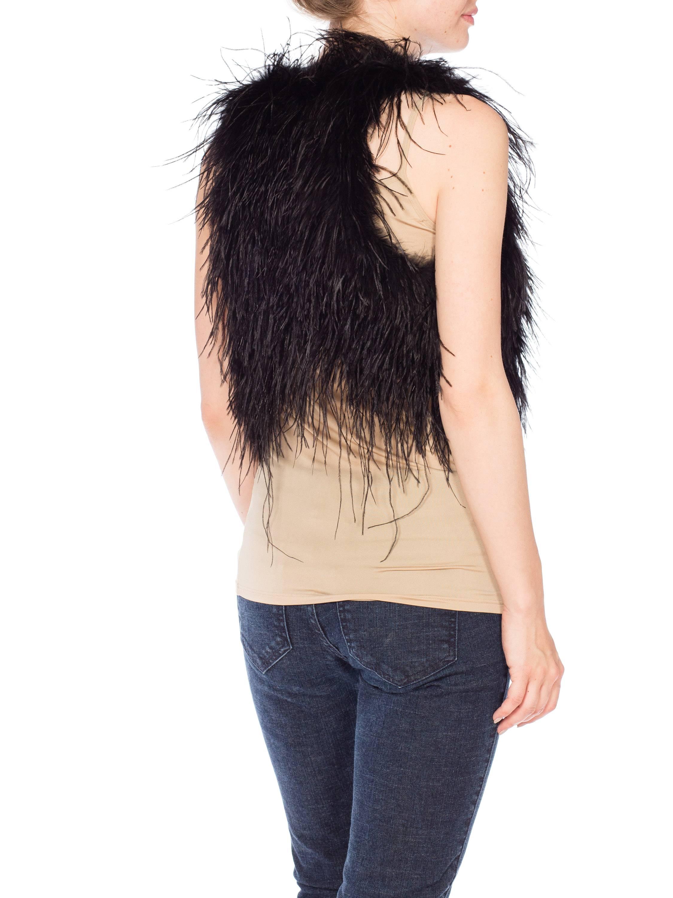 Black fluffy ostrich feather Boho Vest 1