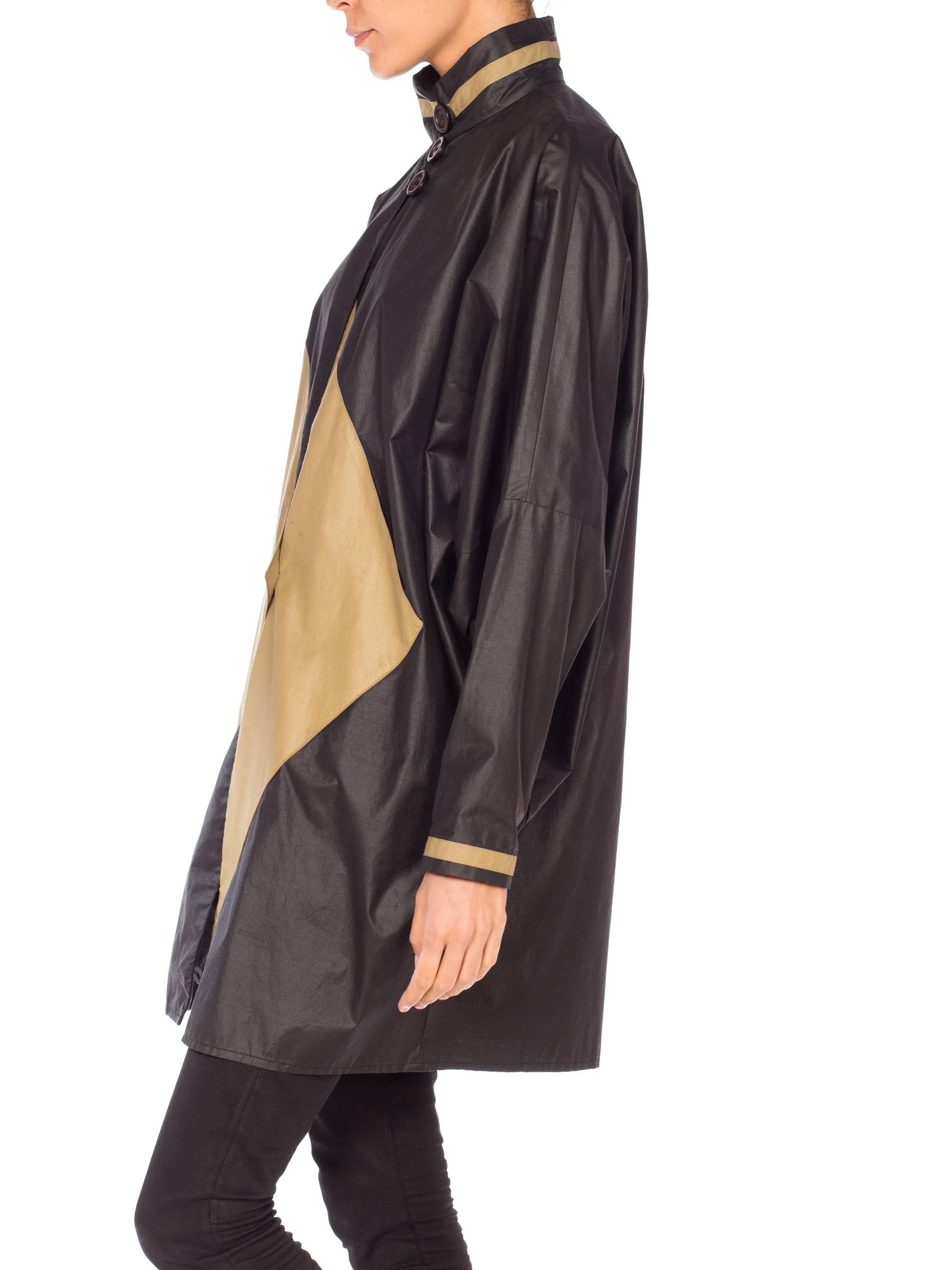 1980S Black & Beige Cotton Oversized Modernist Coat Jacket 2