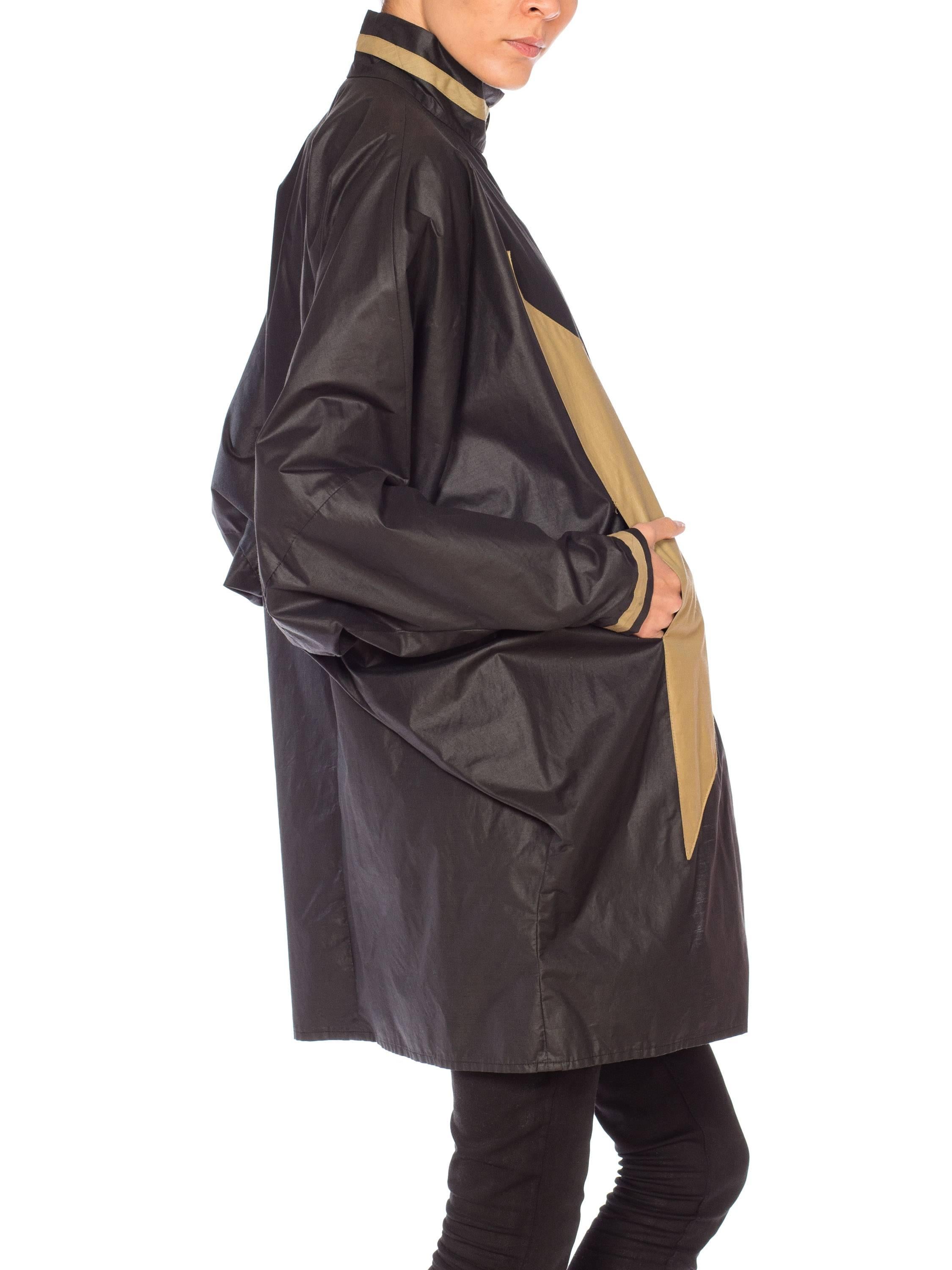 1980S Black & Beige Cotton Oversized Modernist Coat Jacket 4