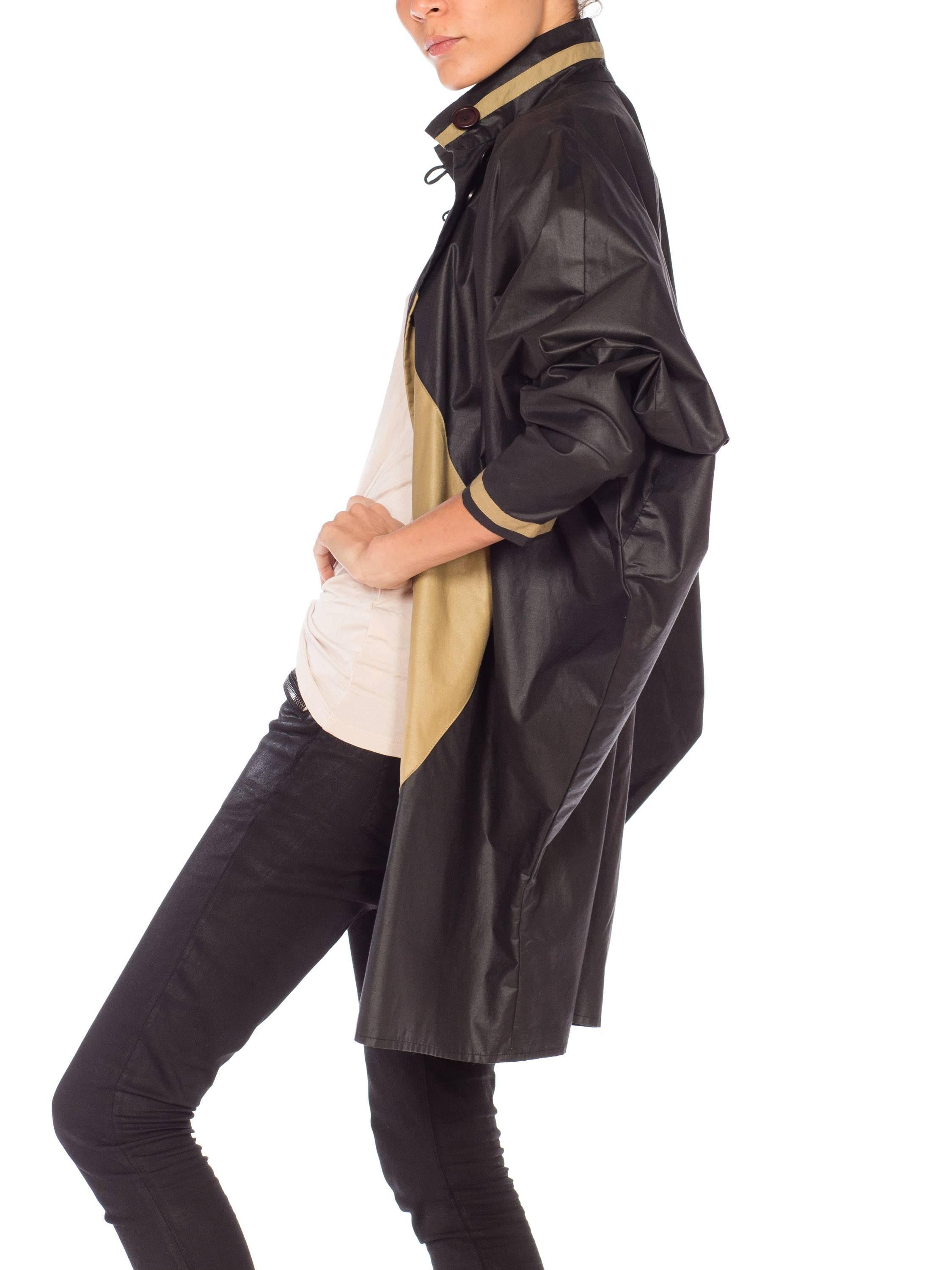 Women's 1980S Black & Beige Cotton Oversized Modernist Coat Jacket