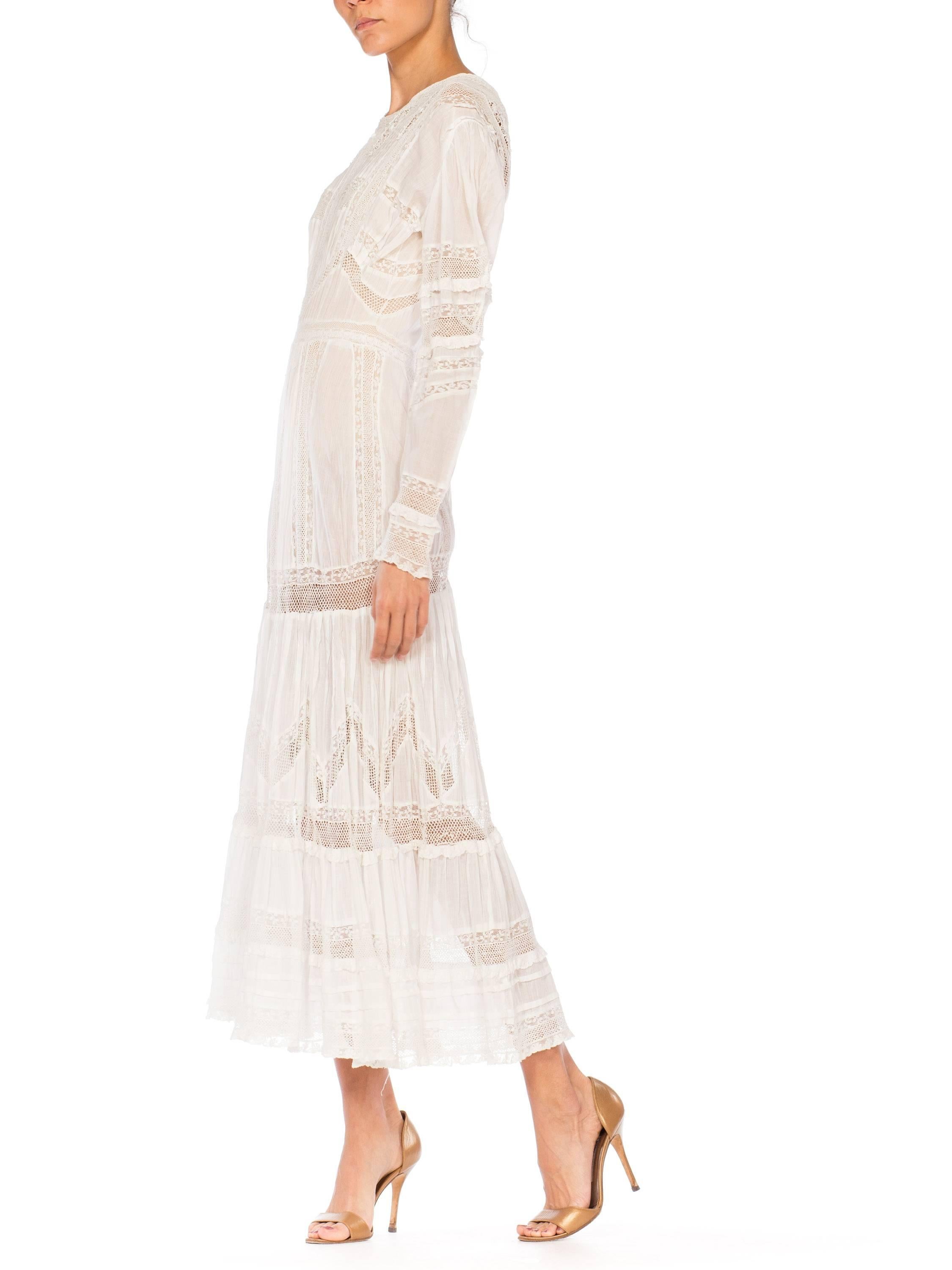 Edwardian Lace Dress With Rose Crochet and Strips of Lace 7