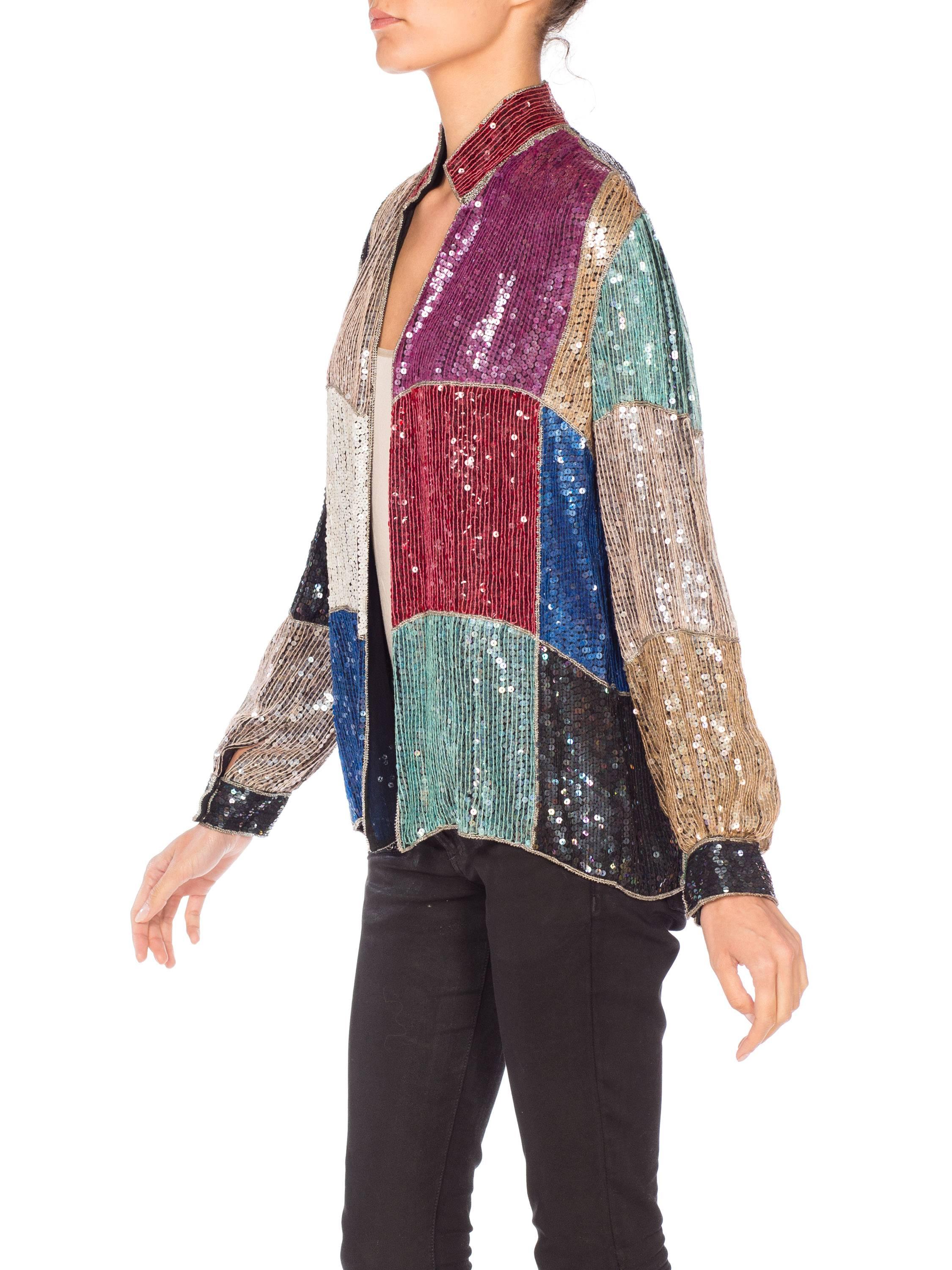 Women's Beaded Sequin Silk Jacket, 1980s 