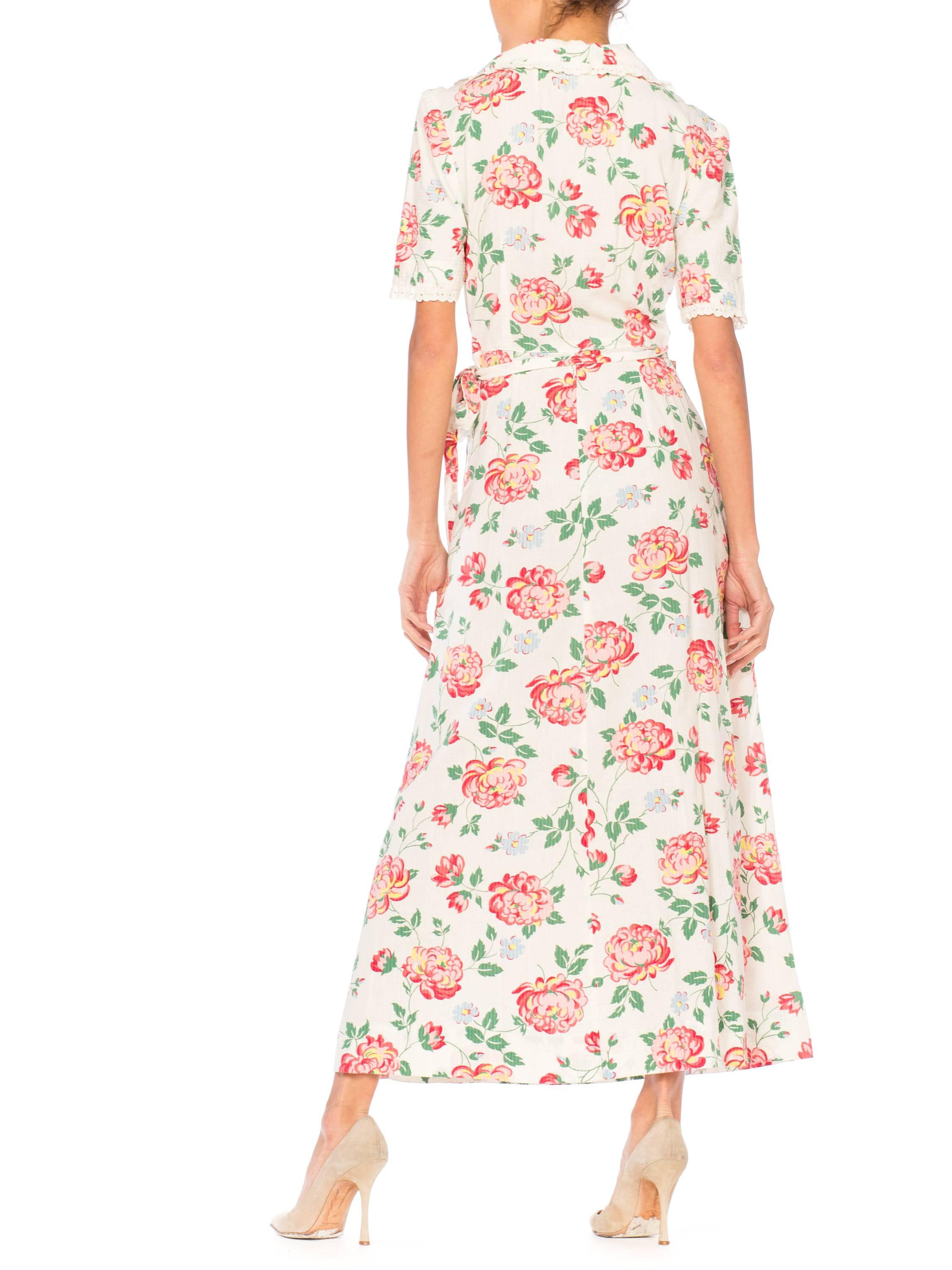 Floral Printed Cotton Dress, 1940s  1