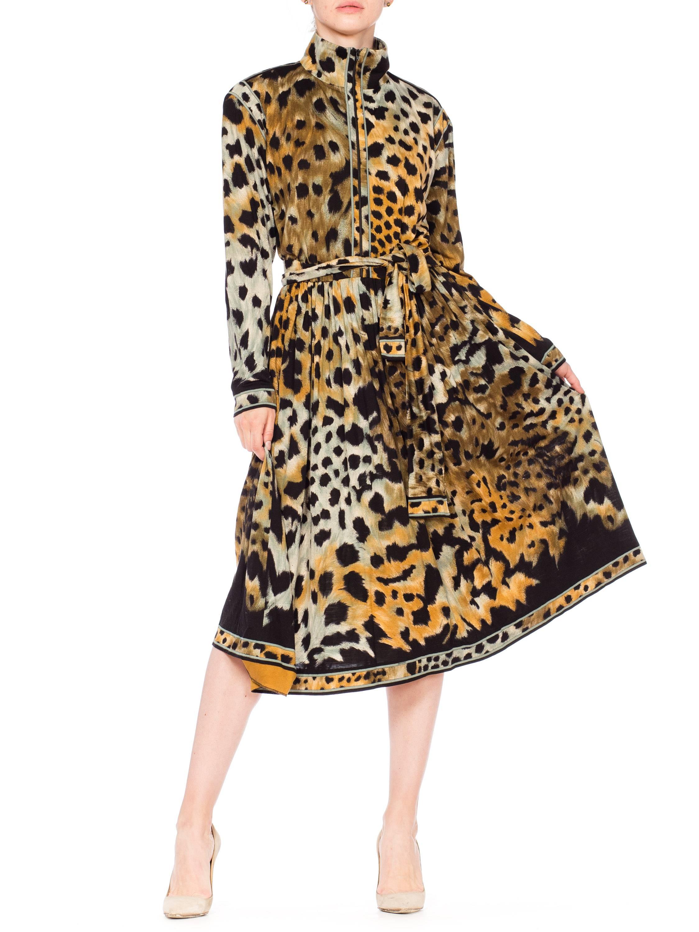 Leopard Print Leonard French Jersey Dress In Excellent Condition In New York, NY
