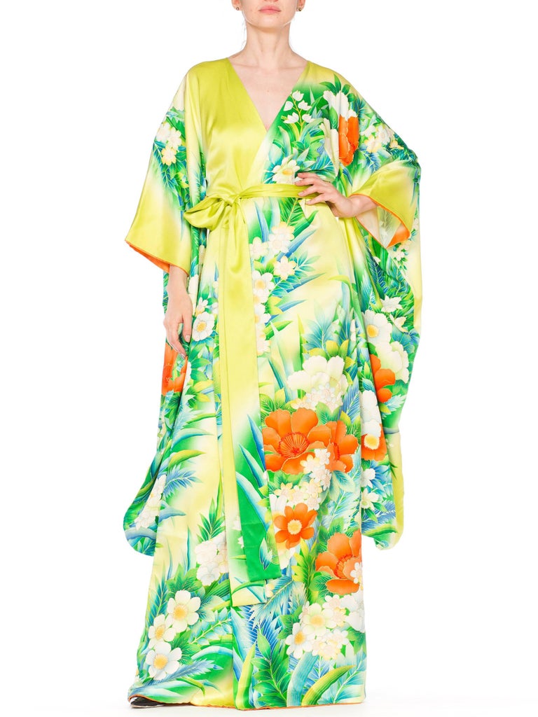 Morphew Collection Tropical Hand Painted Japanese Kimono Dress at ...